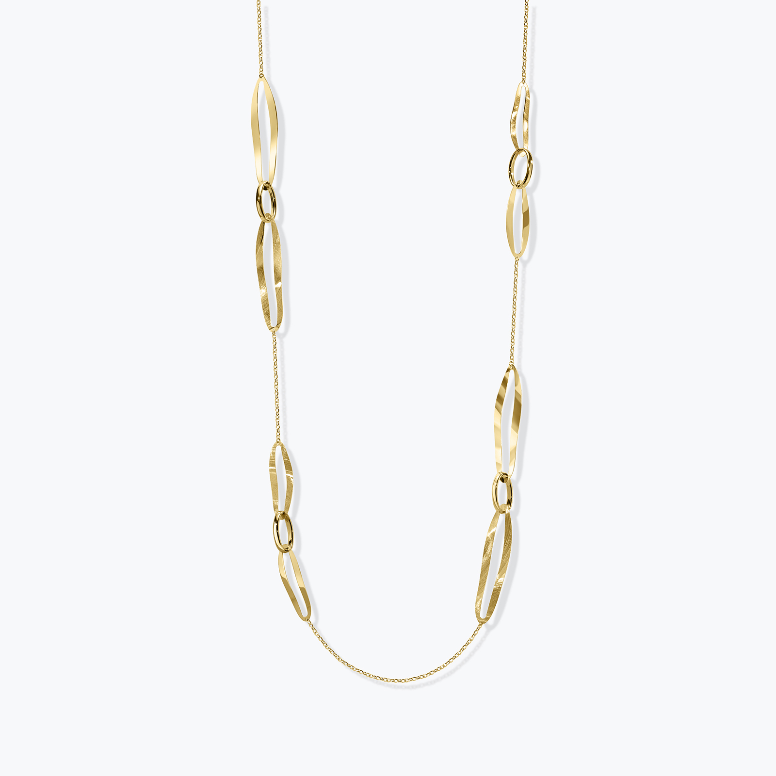 שרשרת זהב 14K במראה חוליות מלוטשות