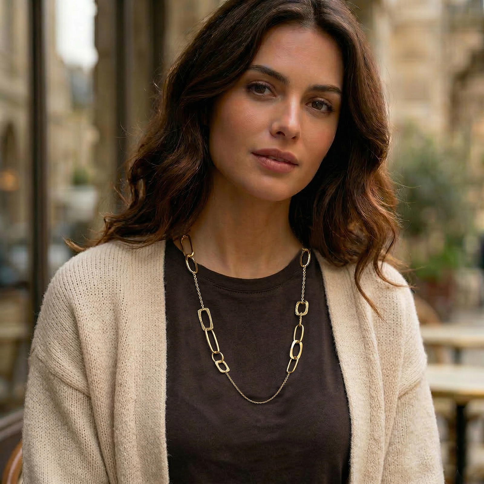 שרשרת זהב 14K בעיצוב חוליות מגוונות 80 ס"מ