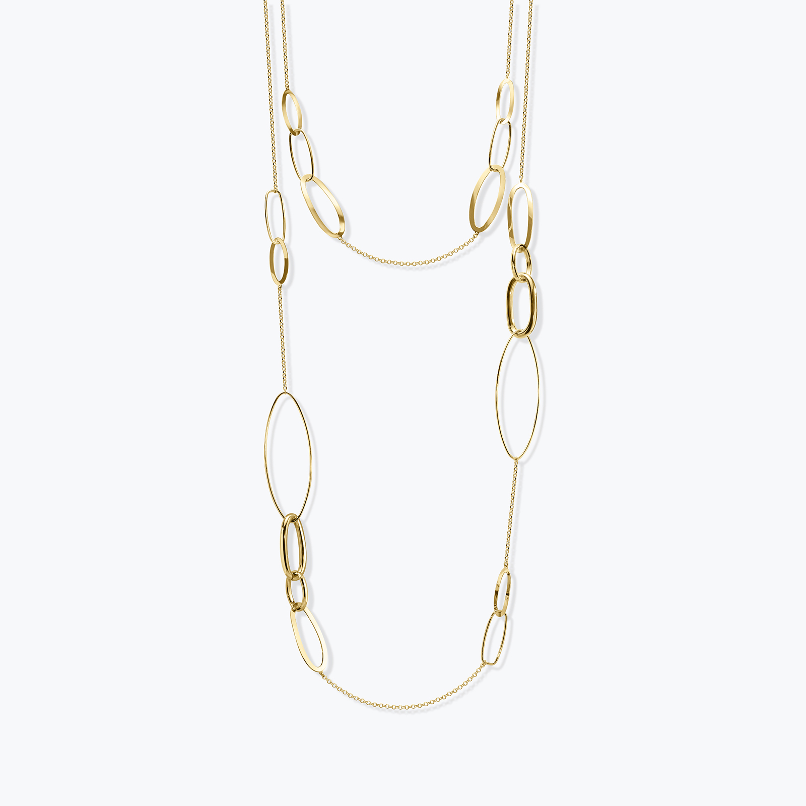 שרשרת זהב 14K כפולה עם חוליות אובליות מדורגות
