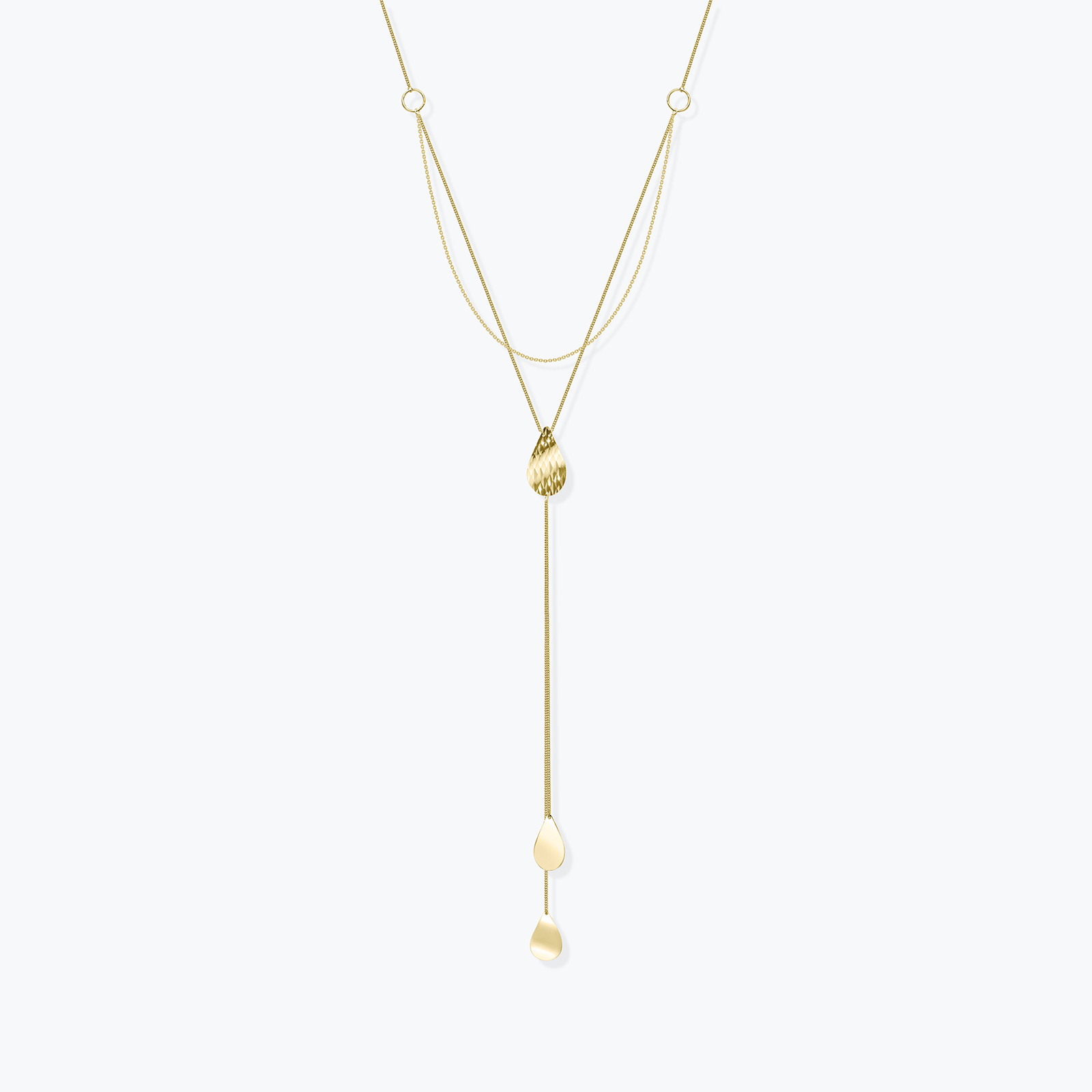 שרשרת זהב 14K כפולה בעיצוב טיפות