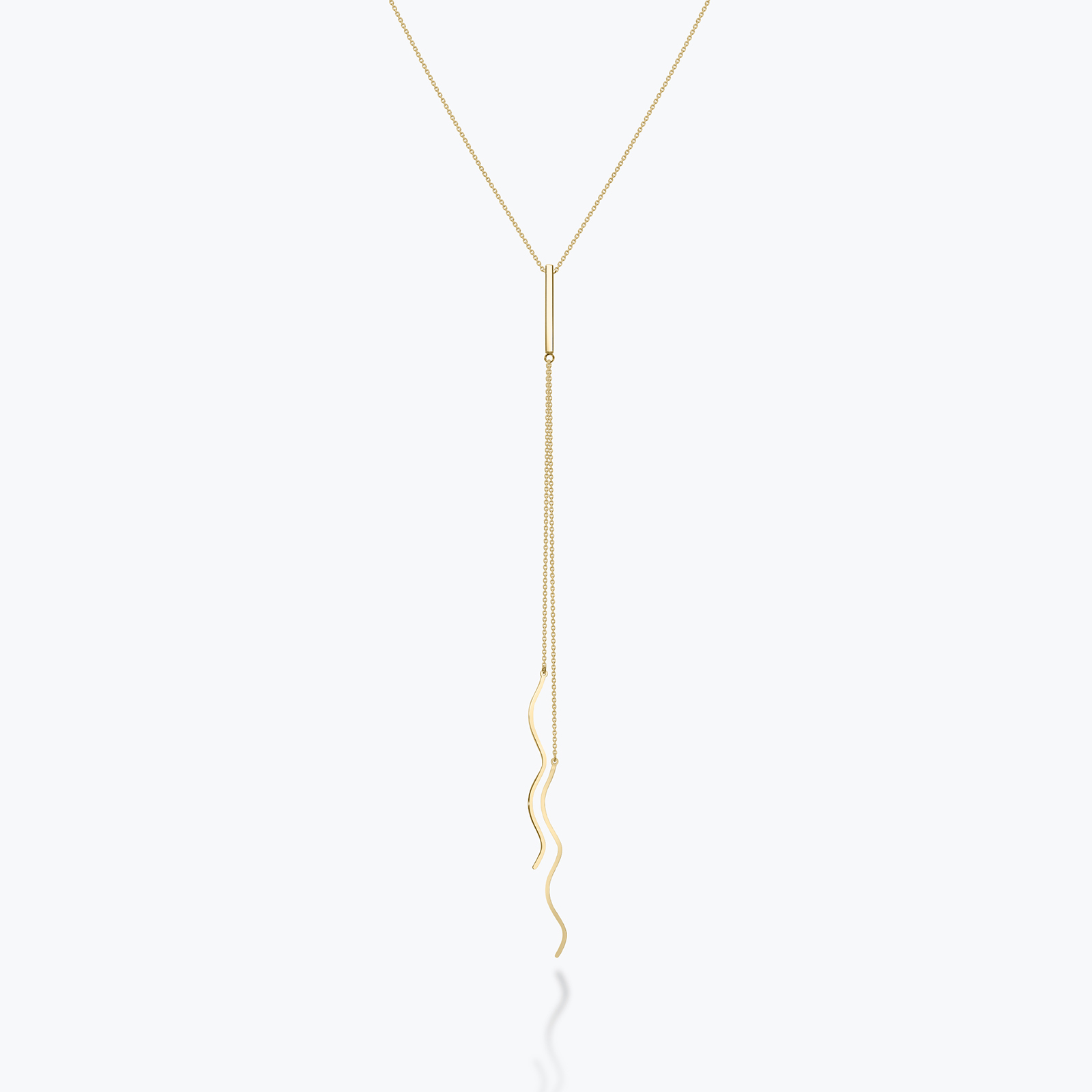 שרשרת זהב 14K עניבה בעיצוב גלי תלוי 42 ס"מ