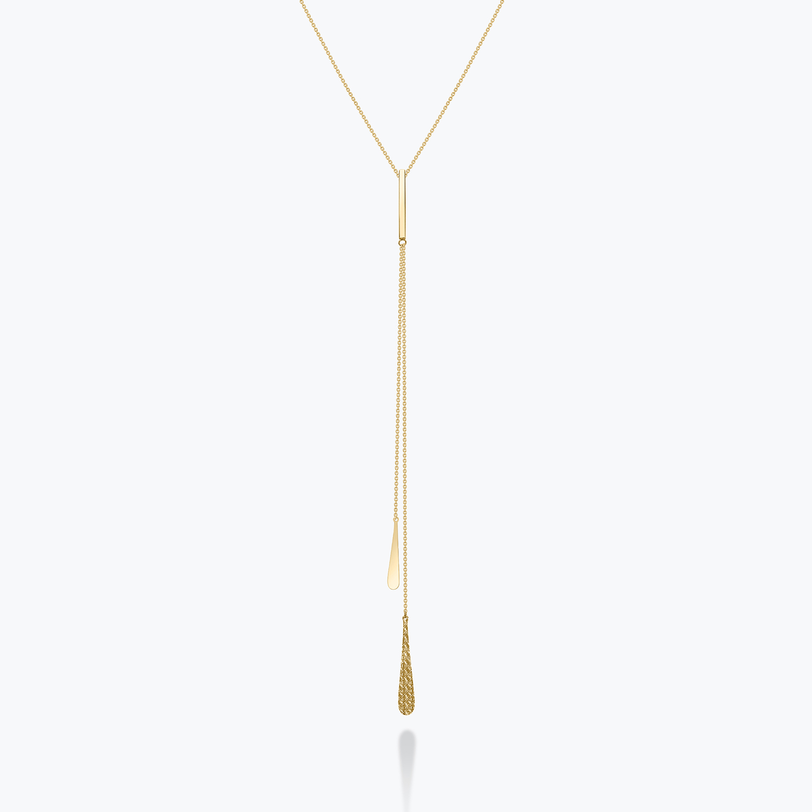 שרשרת זהב 14K עניבה בעיצוב תלוי עם טיפות 42 ס"מ