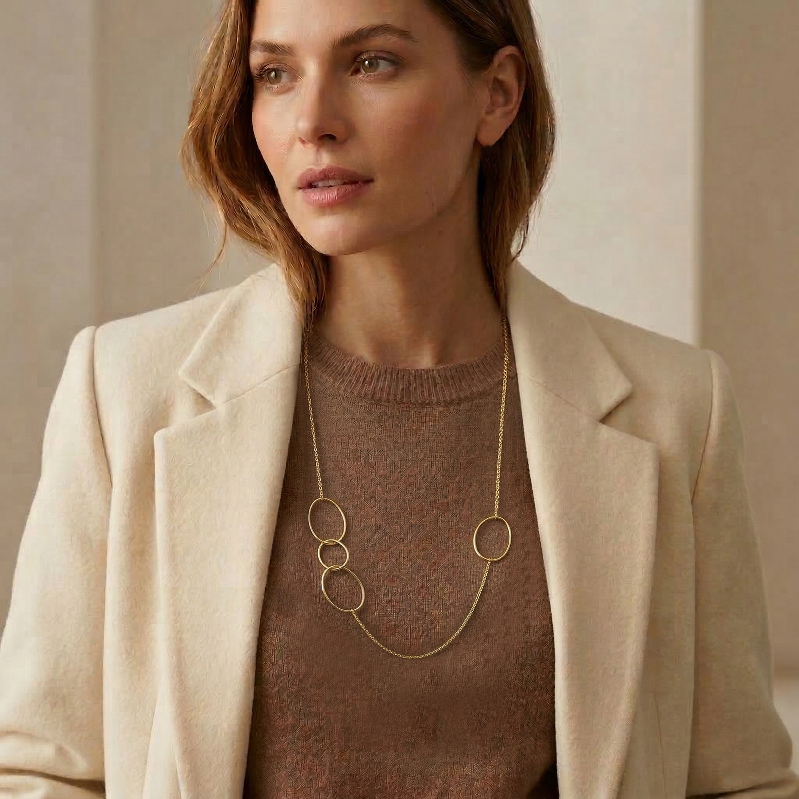 שרשרת זהב 14K עם חוליות אובליות