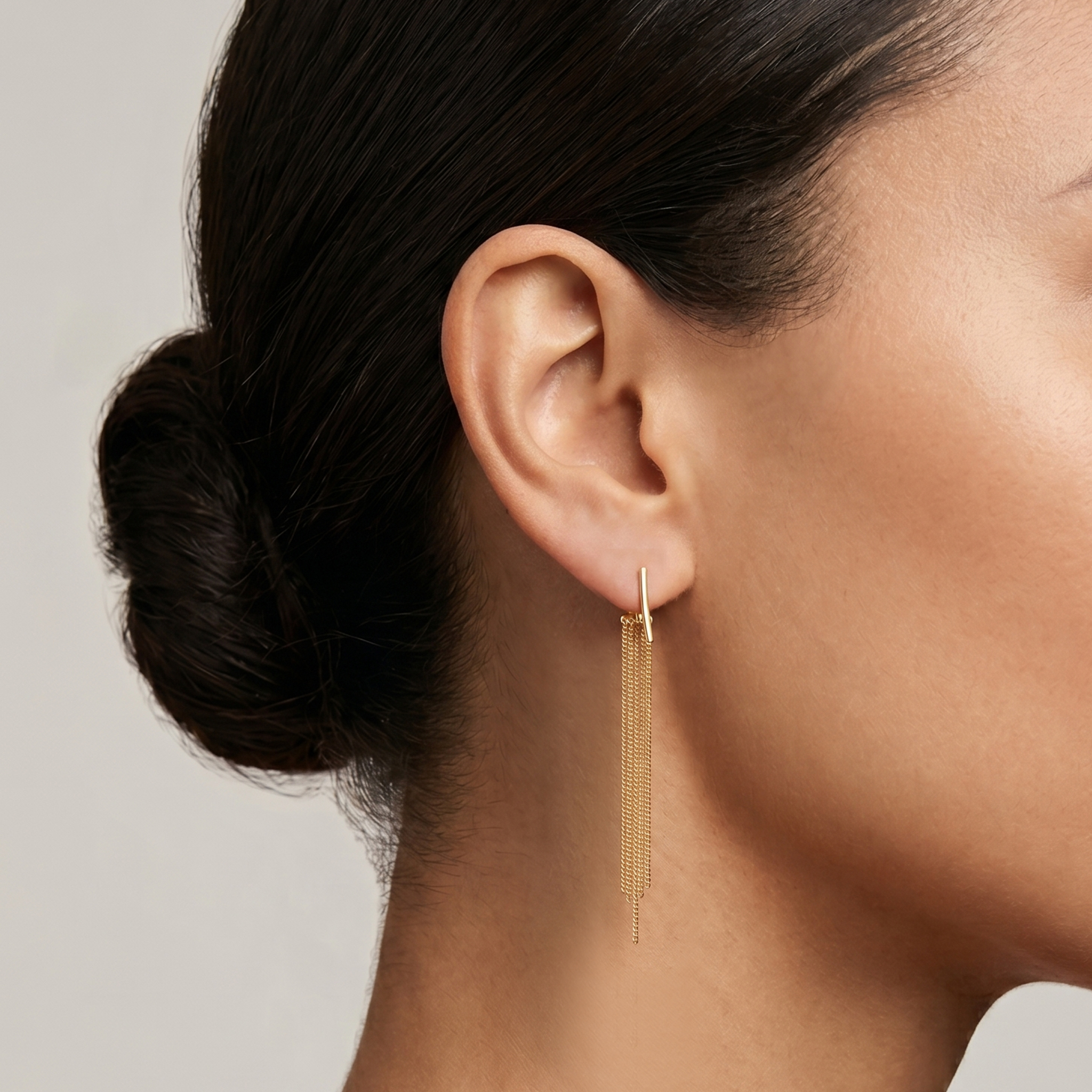 עגילי זהב 14K בעיצוב שרשראות