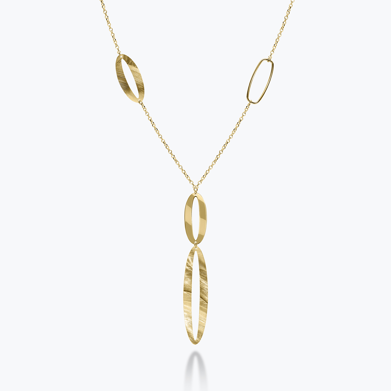 שרשרת עניבה זהב 14K עם חוליות דקורטיביות