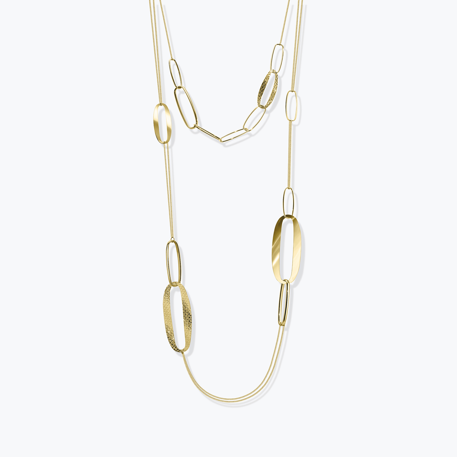 שרשרת זהב 14K כפולה עם חוליות אובליות