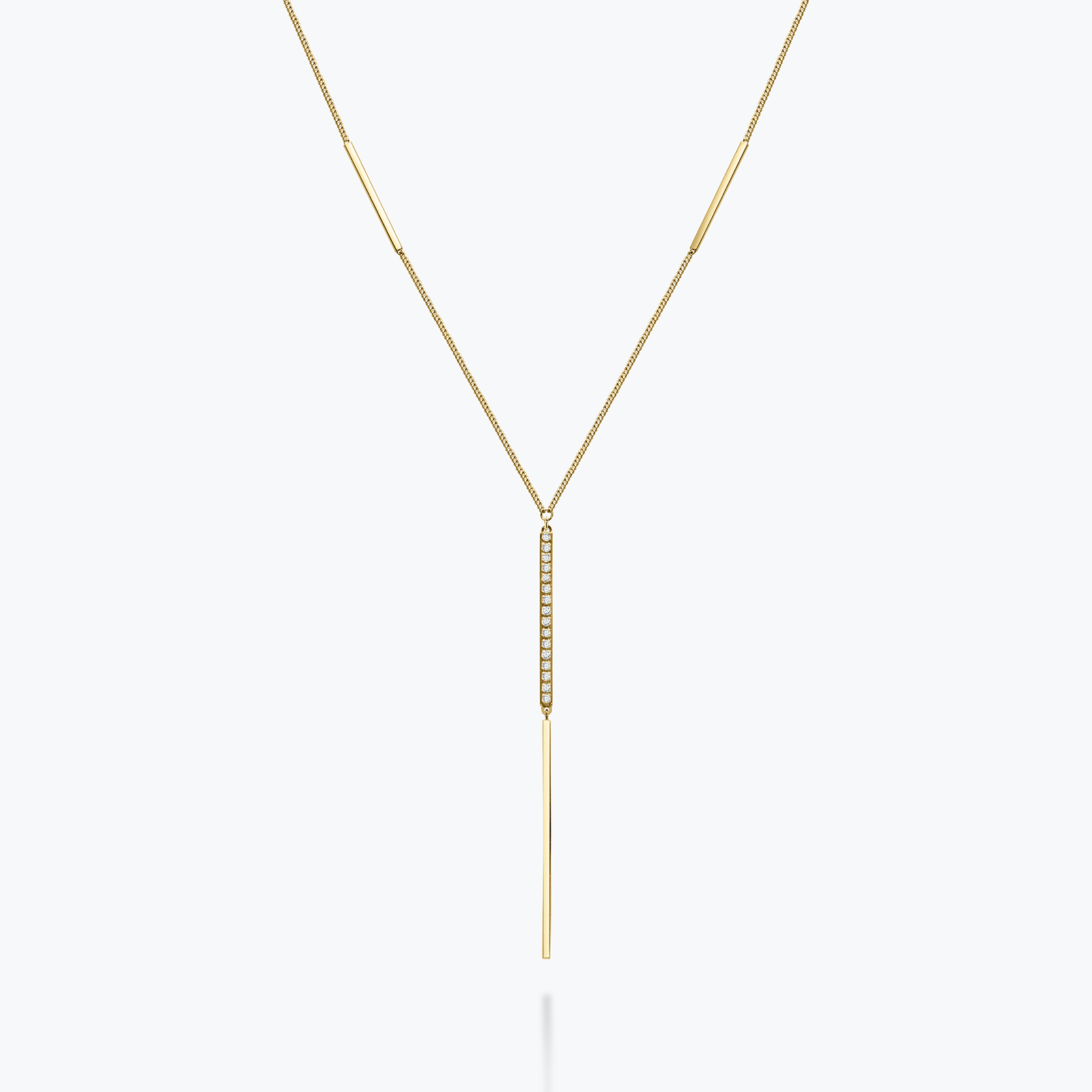 שרשרת עניבה זהב 14K עם תליון משובץ זרקונים