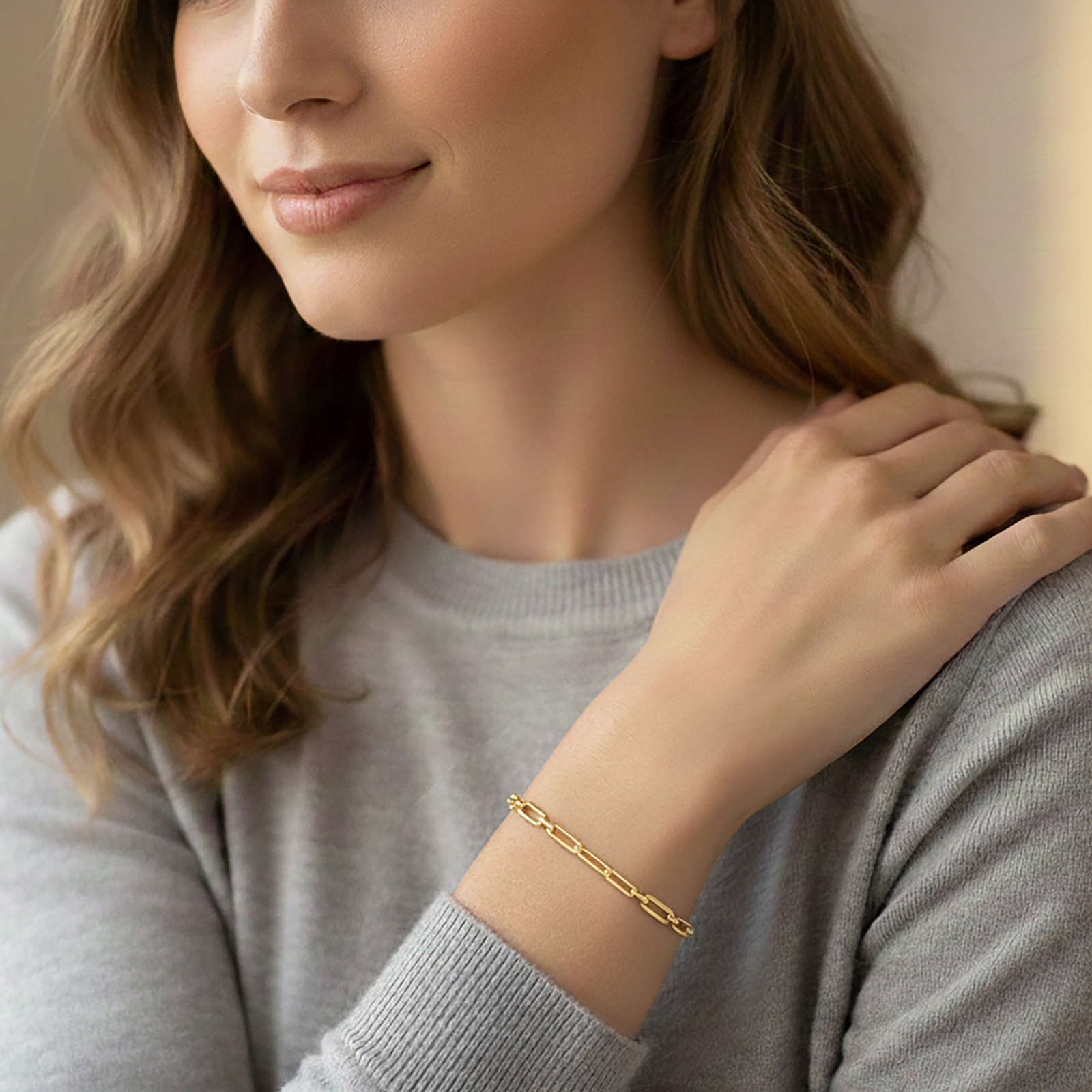 צמיד חוליות זהב 14K בעיצוב קלאסי