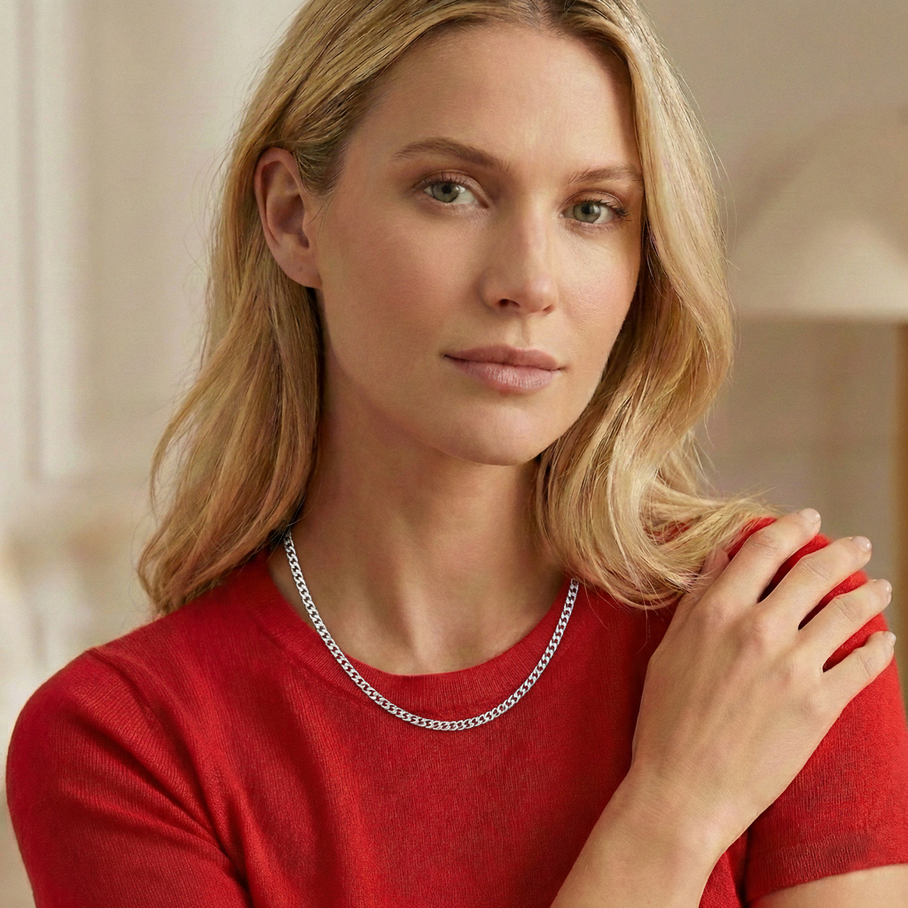 שרשרת זהב לבן 14K חוליות עבות