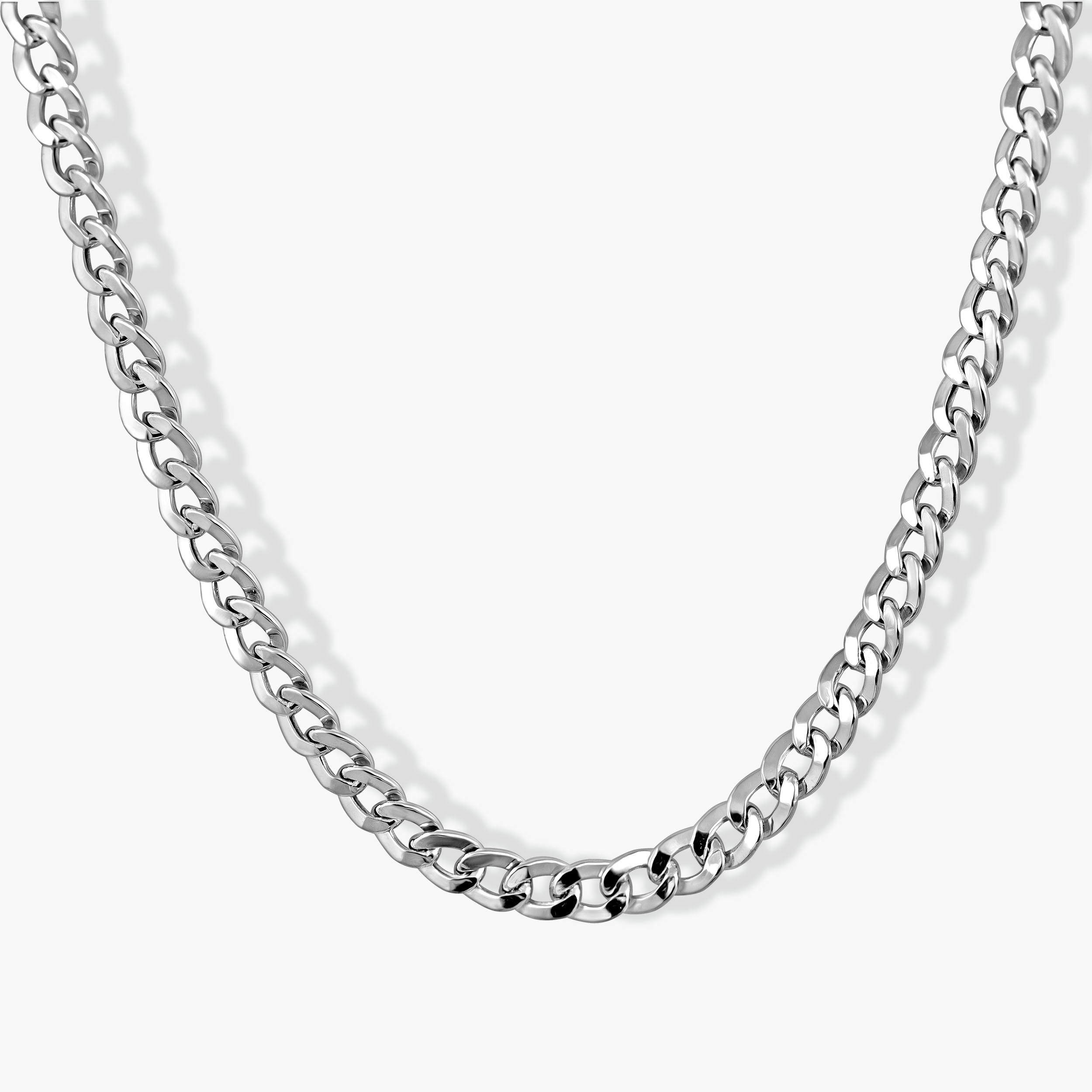 שרשרת זהב לבן 14K חוליות עבות