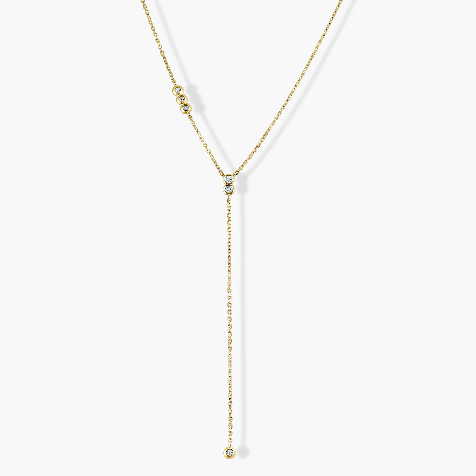 שרשרת זהב 14K עניבה משובצת יהלומים