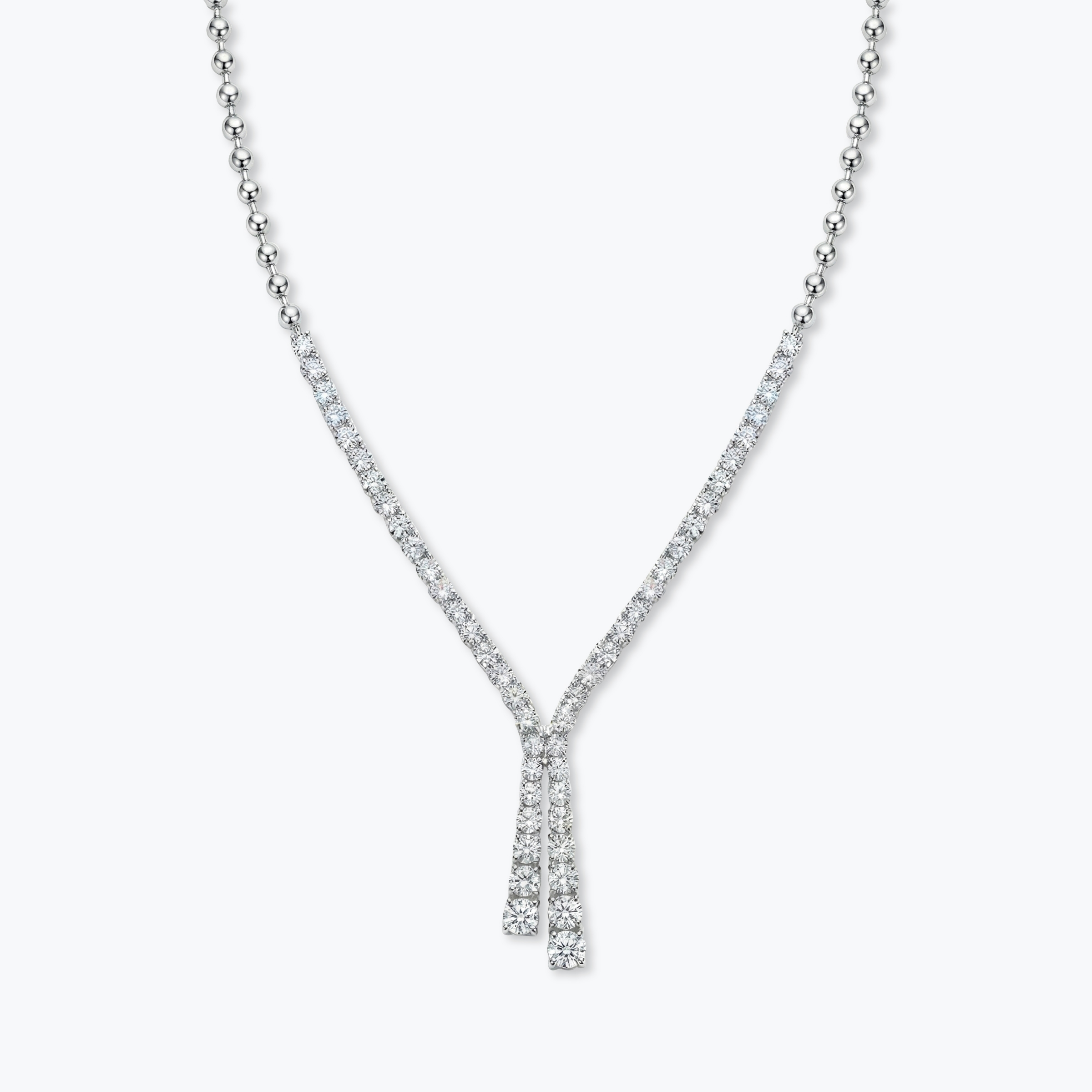 שרשרת זהב לבן 14K משובצת יהלומים