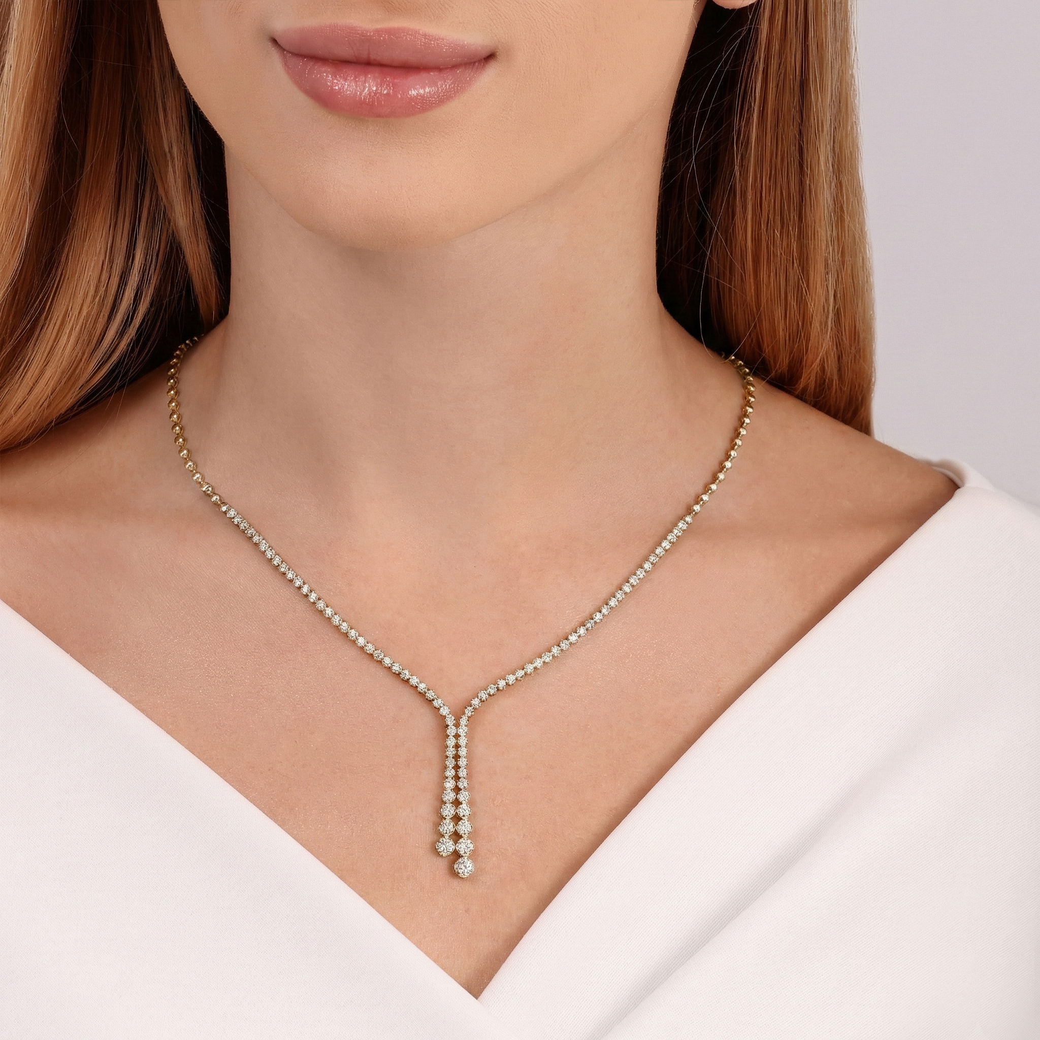 שרשרת זהב 14K משובצת יהלומים