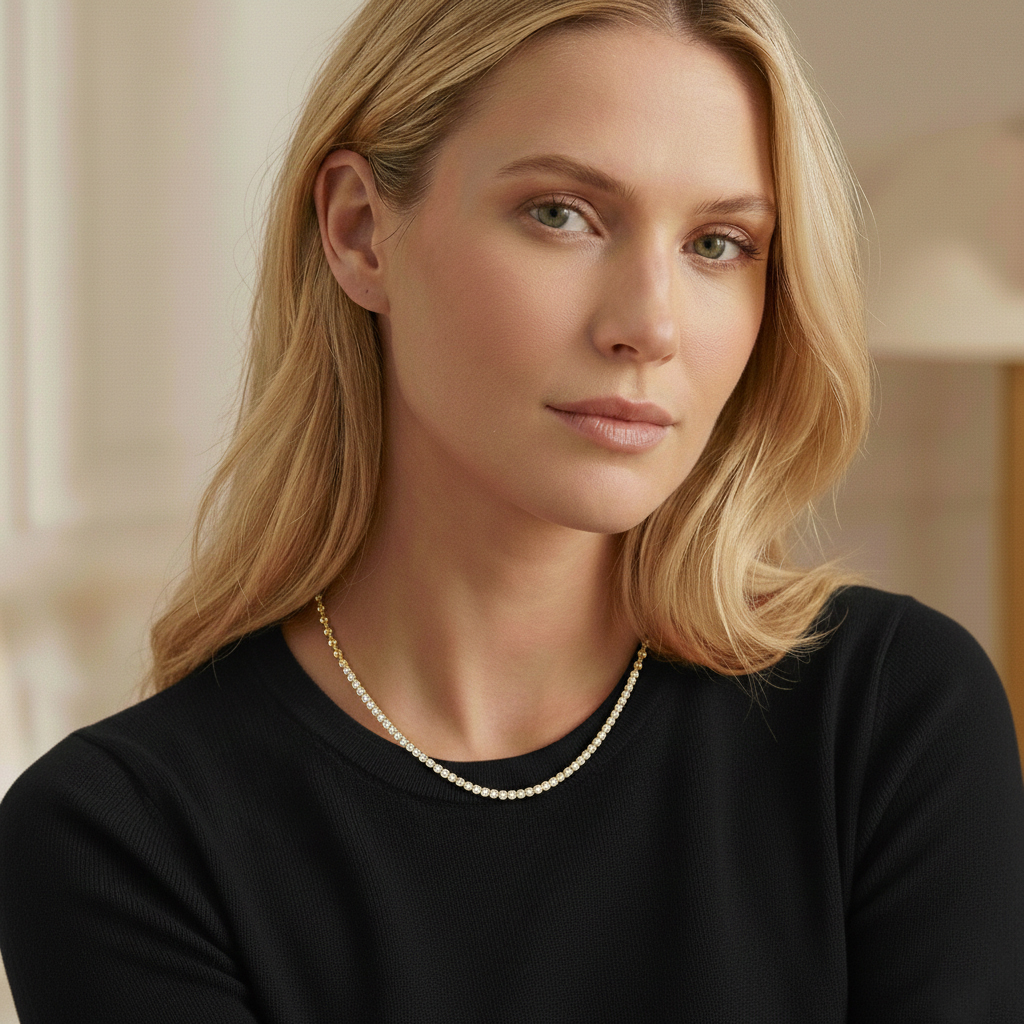 שרשרת זהב 14K משובצת יהלומים