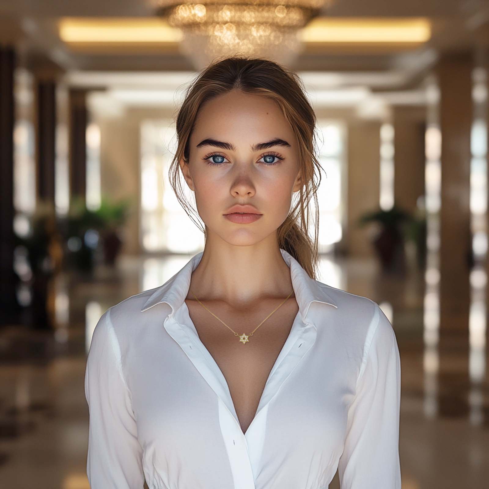 תליון מגן דוד משובץ יהלומים