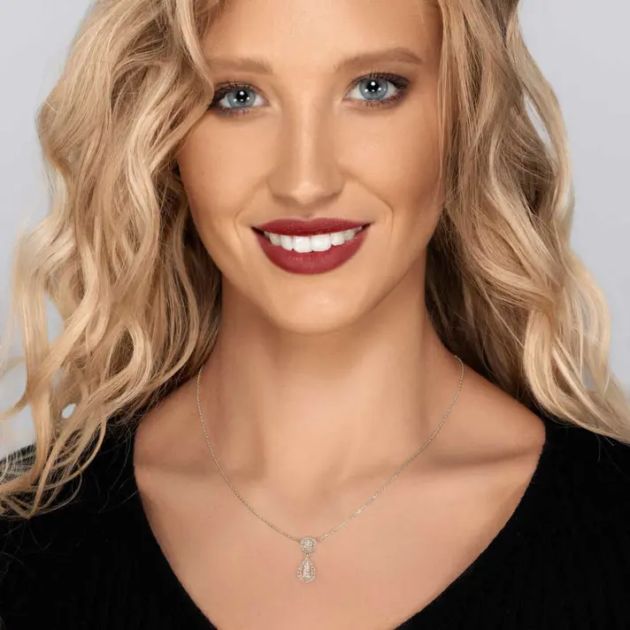 תליון זהב 14K טיפה תלויה משובץ ביהלומים