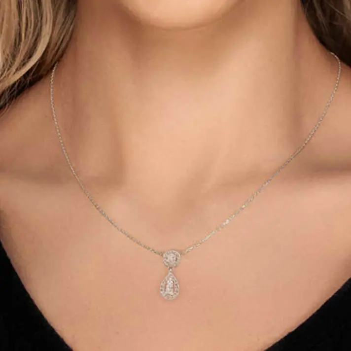 תליון זהב 14K טיפה תלויה משובץ ביהלומים