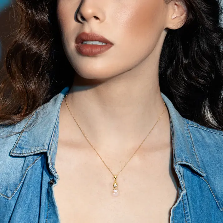 תליון מעיין בשיבוץ פנינה ויהלום