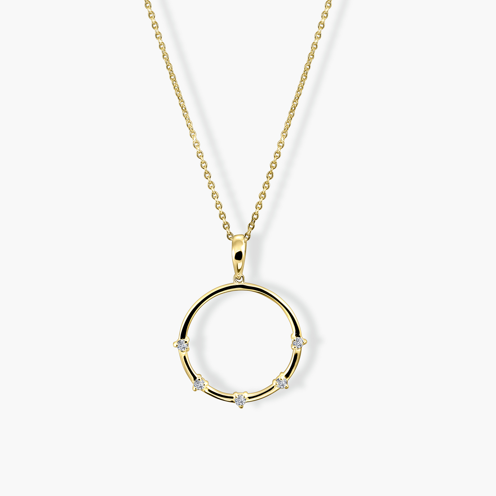 תליון זהב 14K עם יהלומים בעיצוב מעגלי