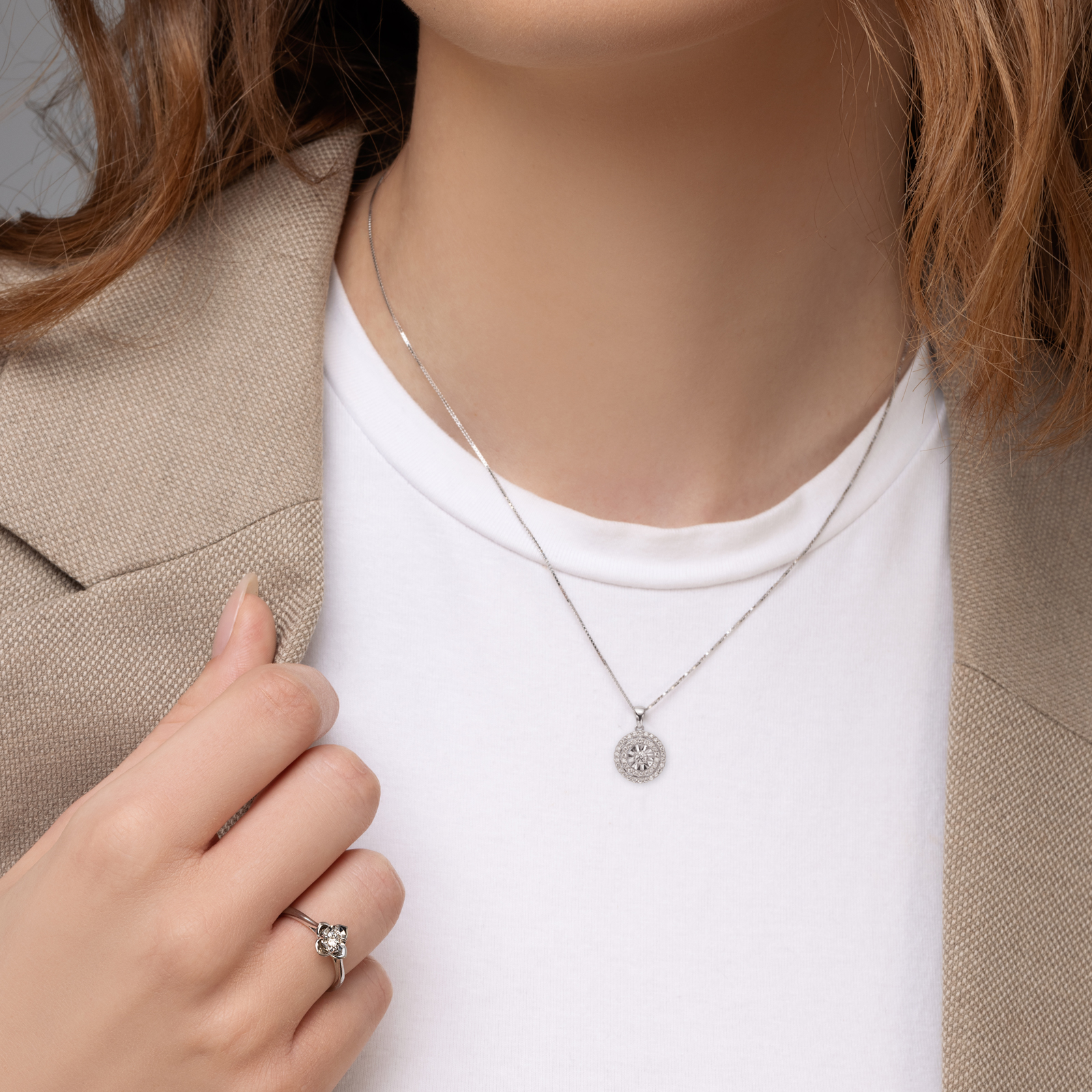 תליון זהב מעגלי יהלומים