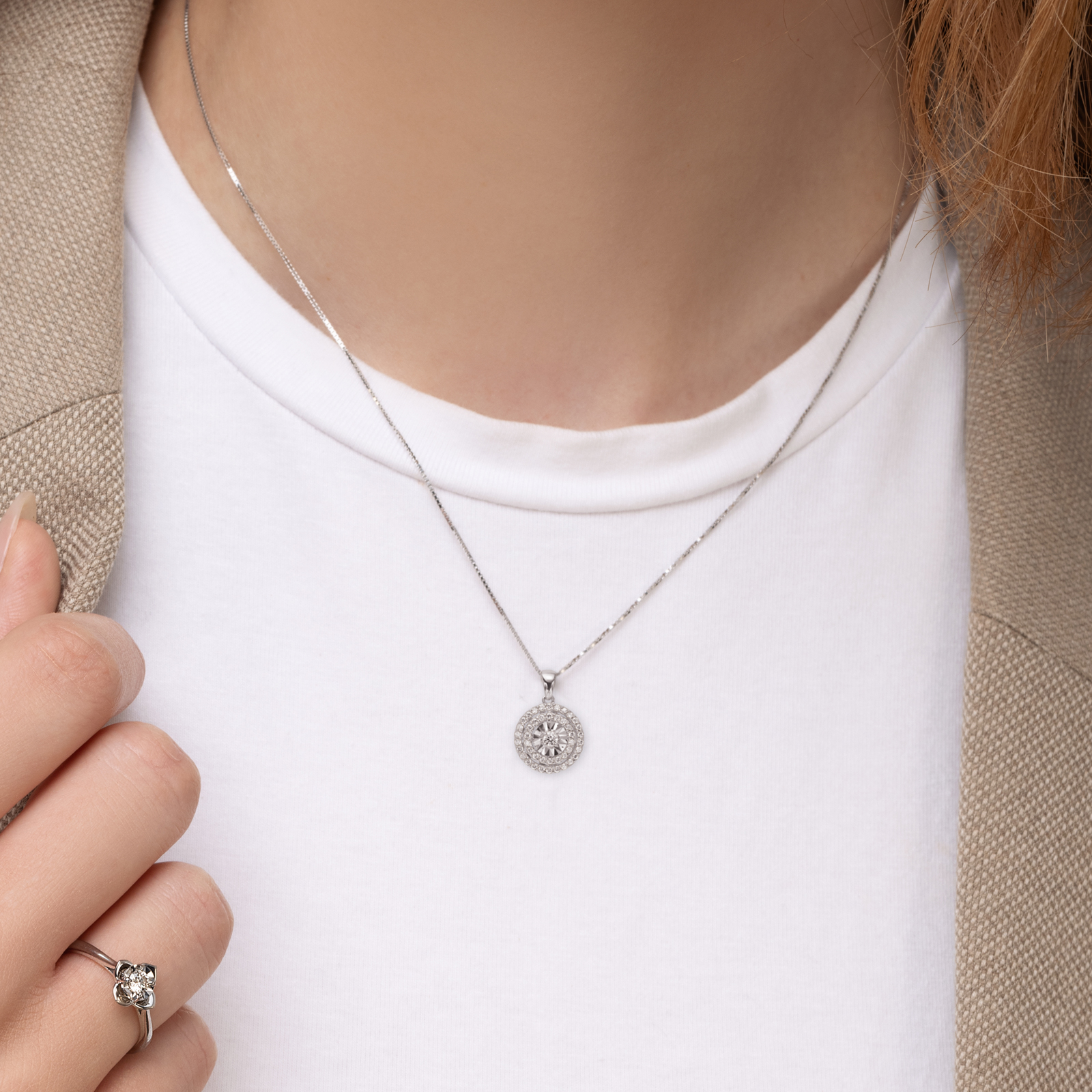 תליון זהב מעגלי יהלומים