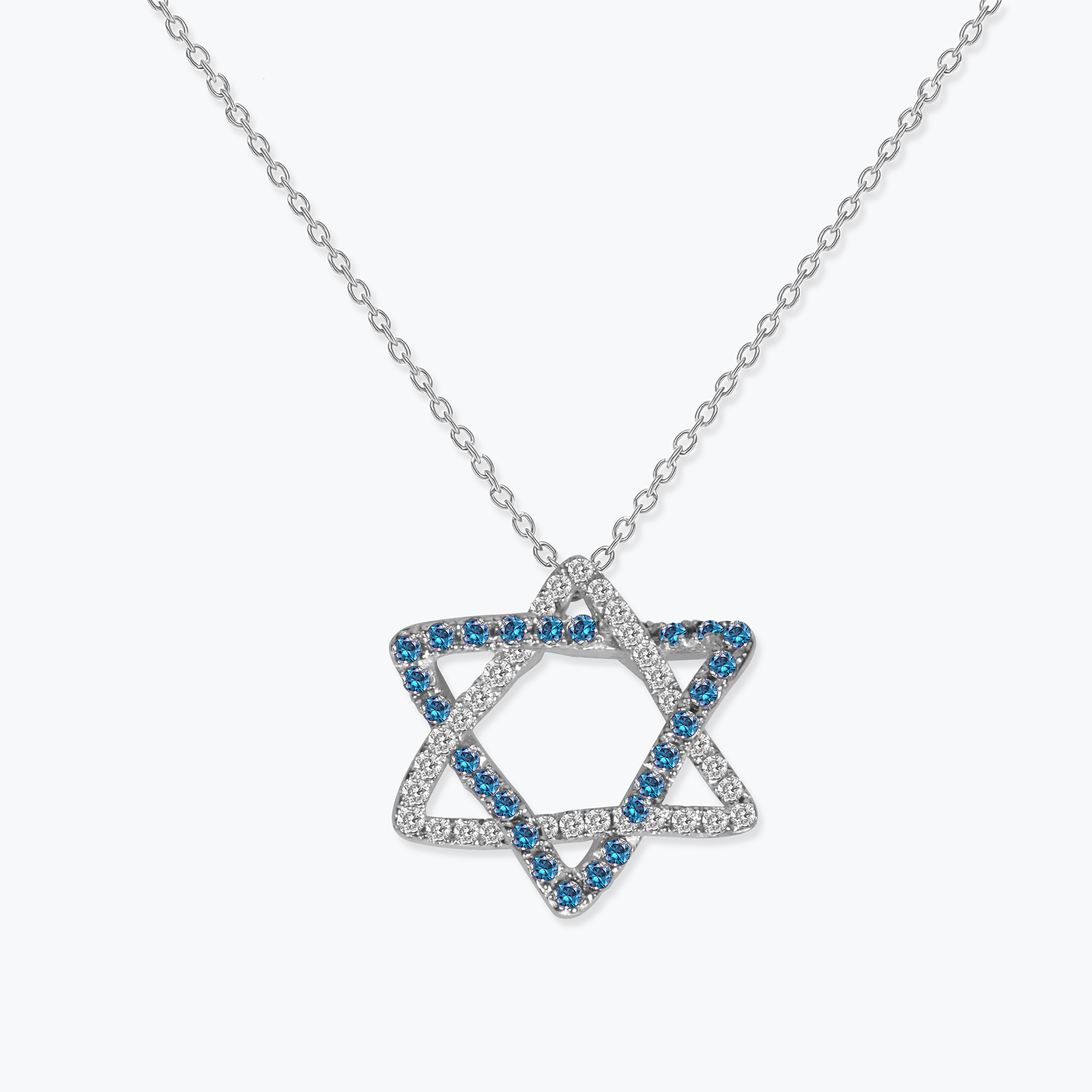 תליון מגן אבות בשיבוץ יהלומים ובלו לונדון