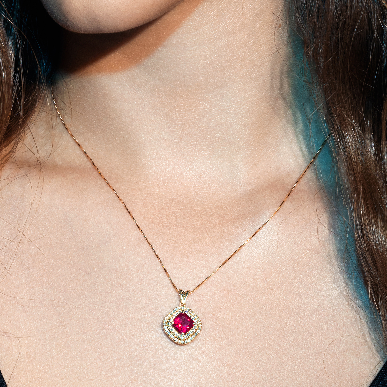 תליון רובי גלס ויהלומים