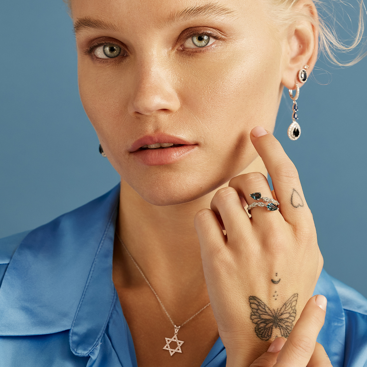 תליון מגן דוד משובץ יהלומים