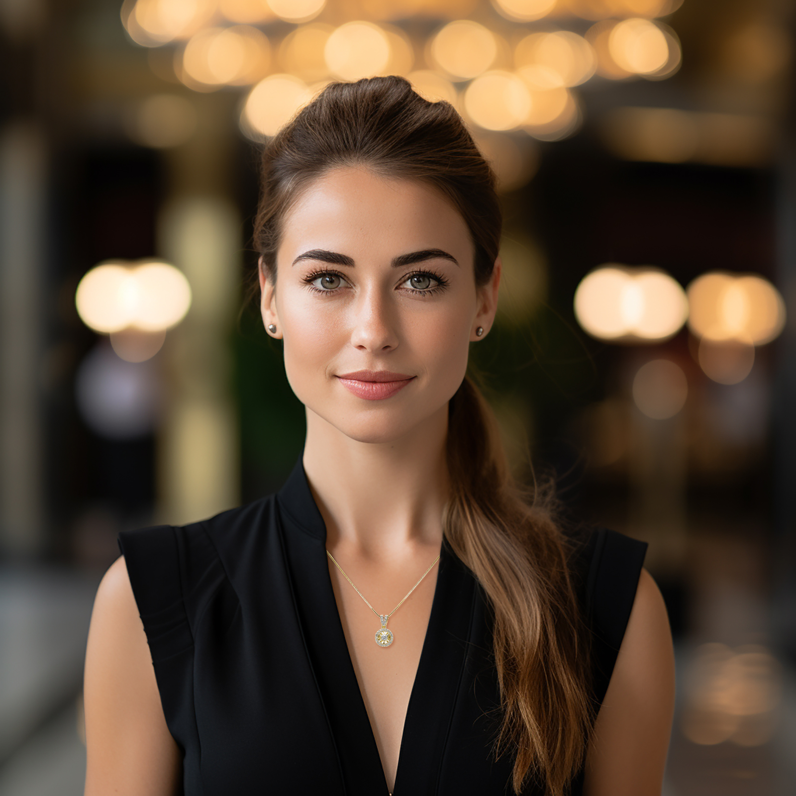 תליון זהב משובץ  28 יהלומים