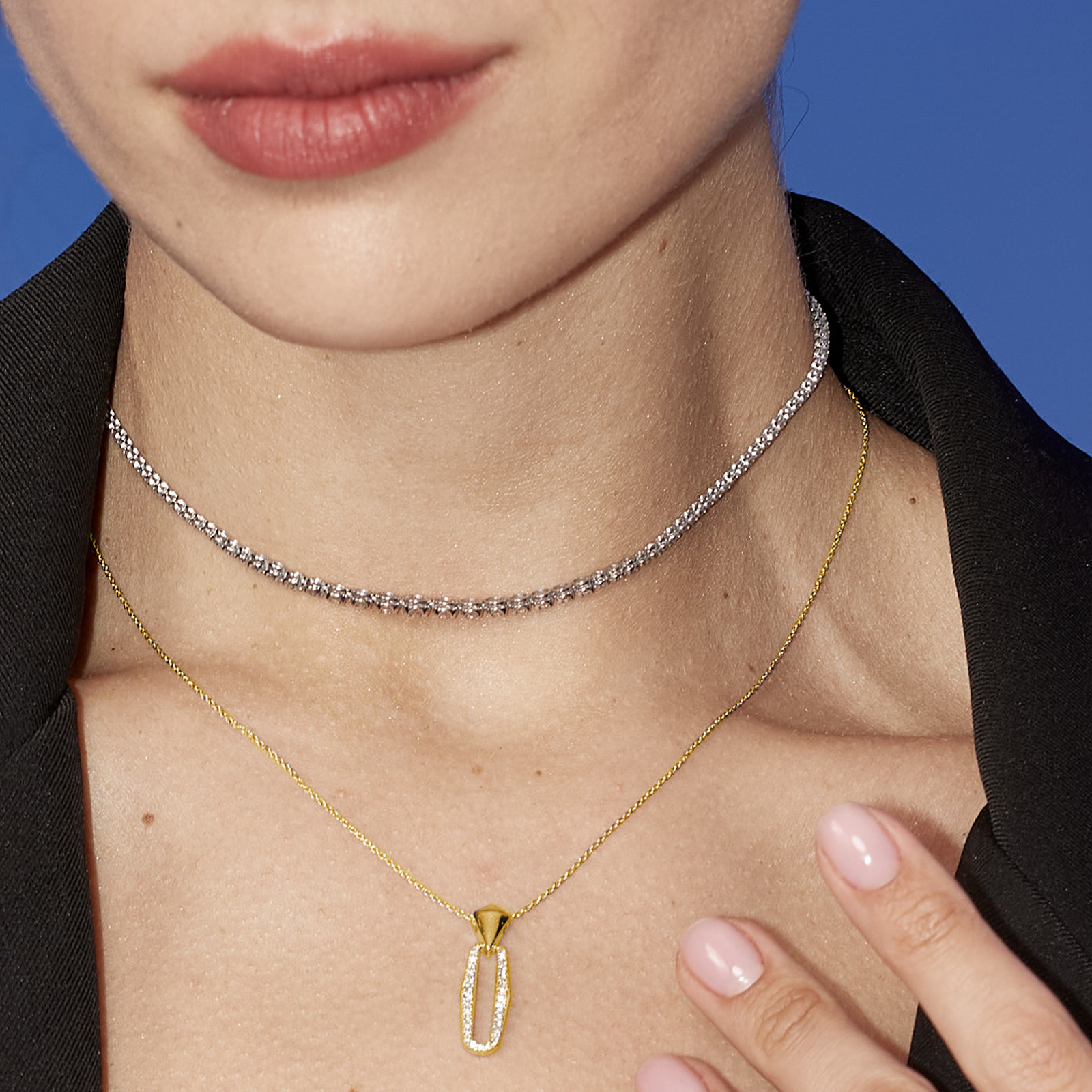 תליון יהלומים 14K בעיצוב גאומטרי