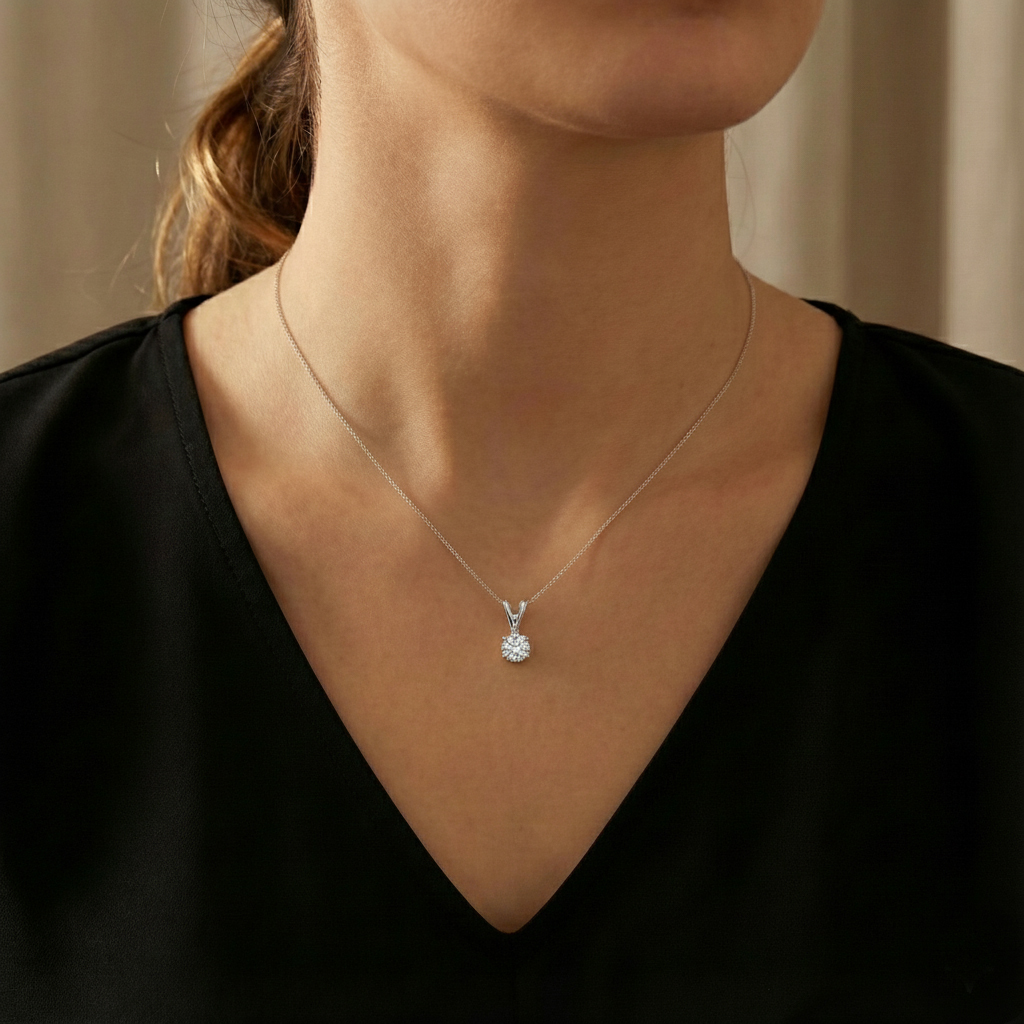 תליון זהב 14K משובץ יהלום מעבדה במשקל קראט