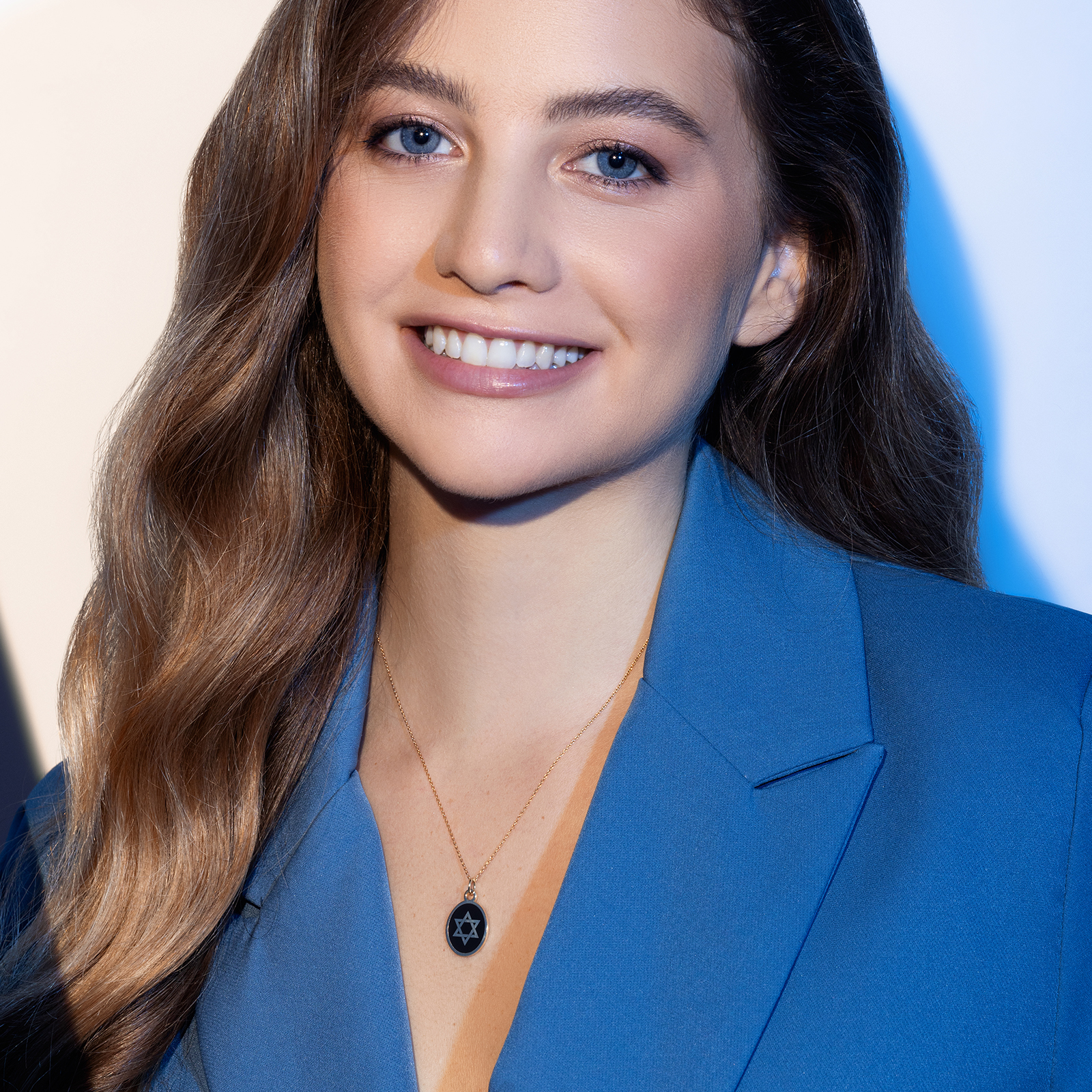 תליון ישמרך עם מגן דוד בציפוי אמייל שחור