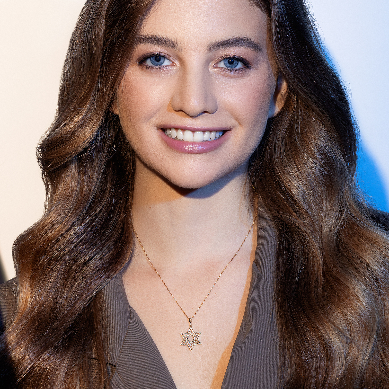 תליון מגן דוד כפול משובץ יהלומים