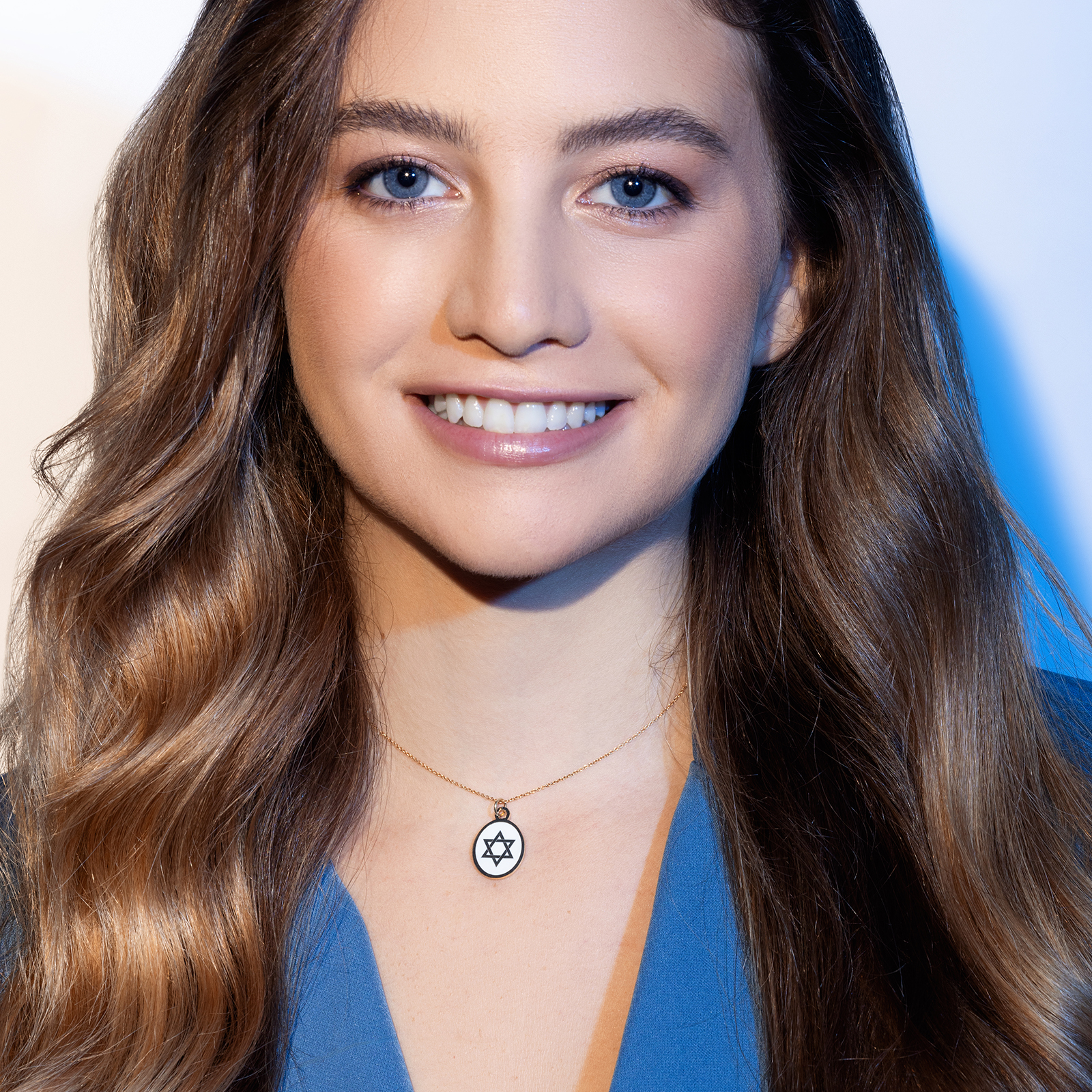 תליון ישמרך עם מגן דוד בציפוי אמייל לבן