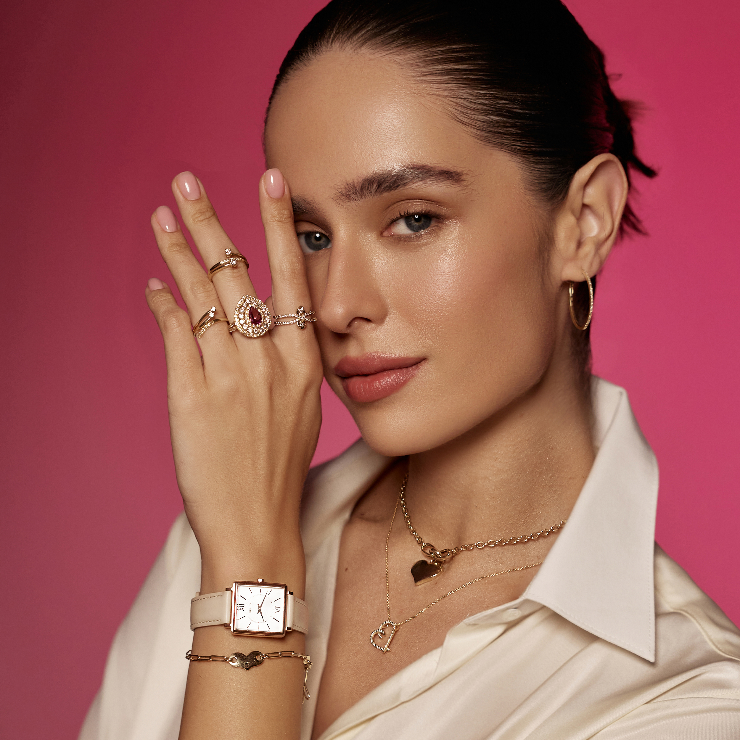 תליון Aimee לב משובץ יהלומים