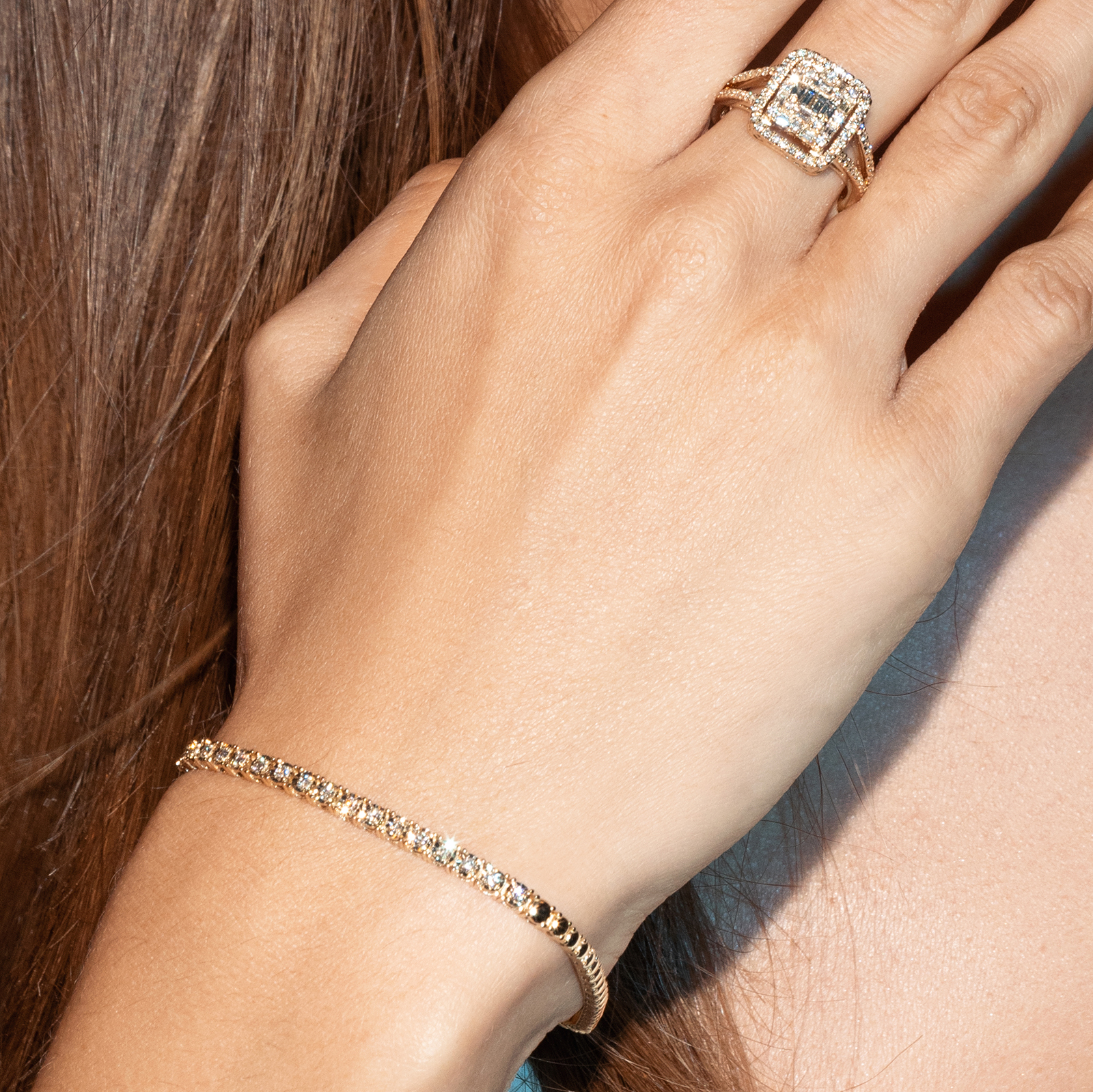 טבעת יהלומי באגט מרובעת