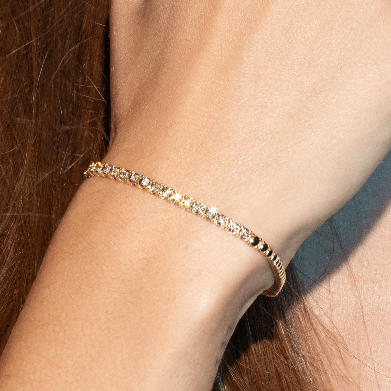 צמיד קרולינה מזהב 14K בסגנון טניס משובץ יהלומים