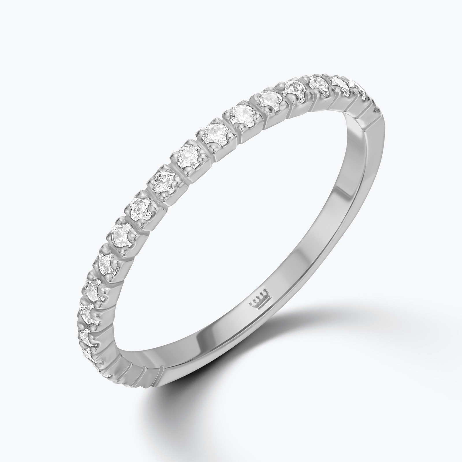 טבעת זהב חצי נישואין בשיבוץ יהלומים