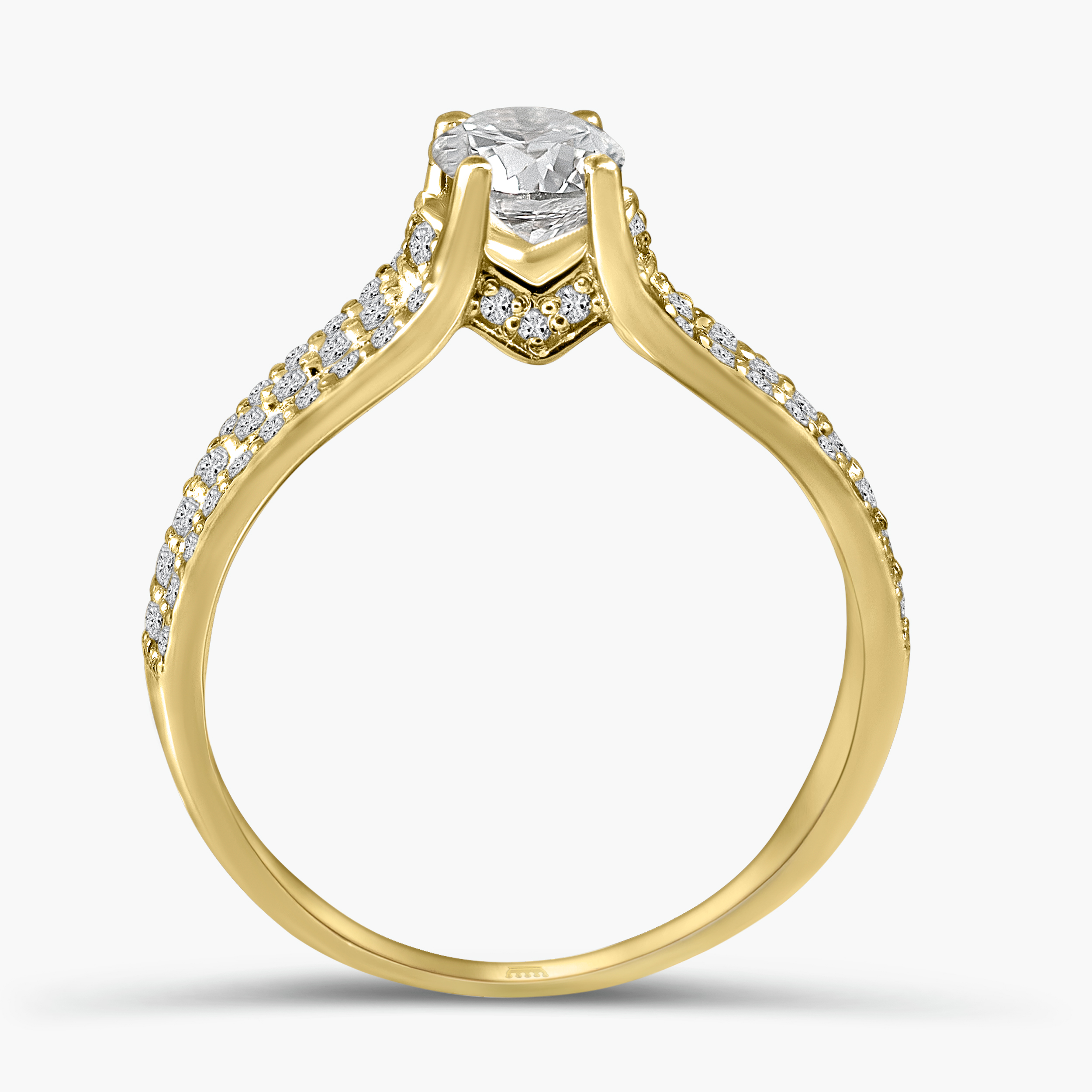 טבעת זהב 14K משובצת יהלומים