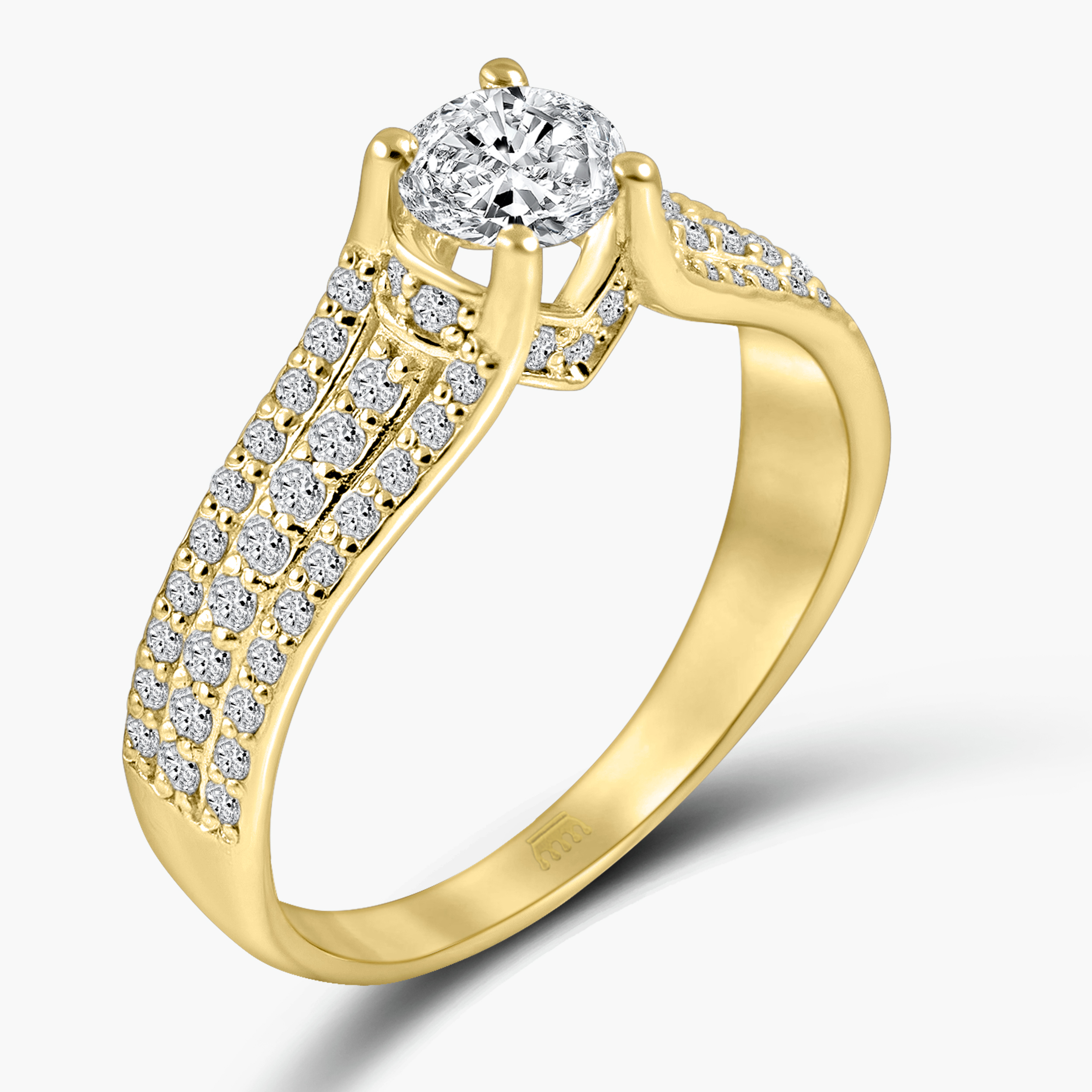 טבעת זהב 14K משובצת יהלומים