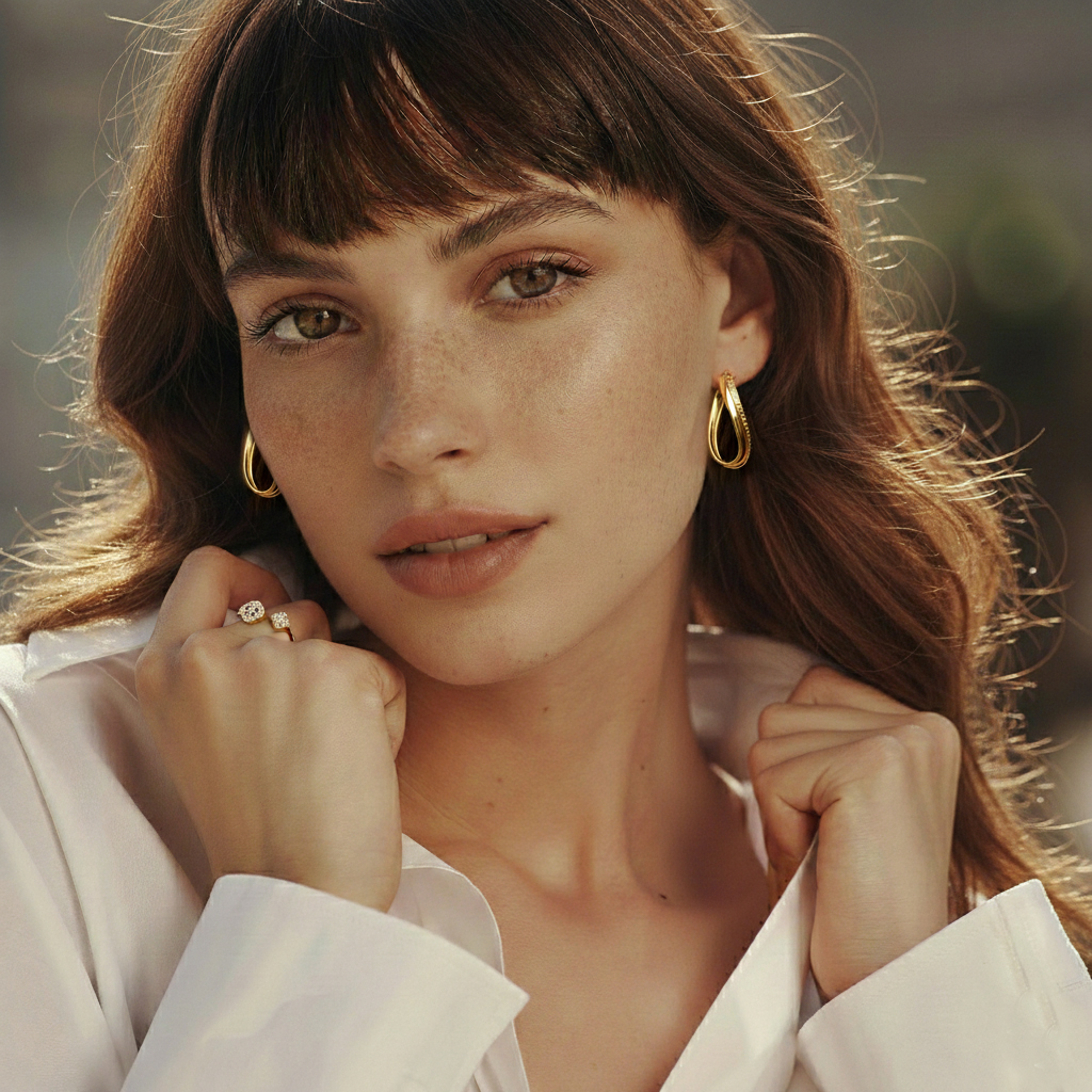 טבעת פתוחה בזהב צהוב 14K בעיצוב פרחוני עם יהלומים