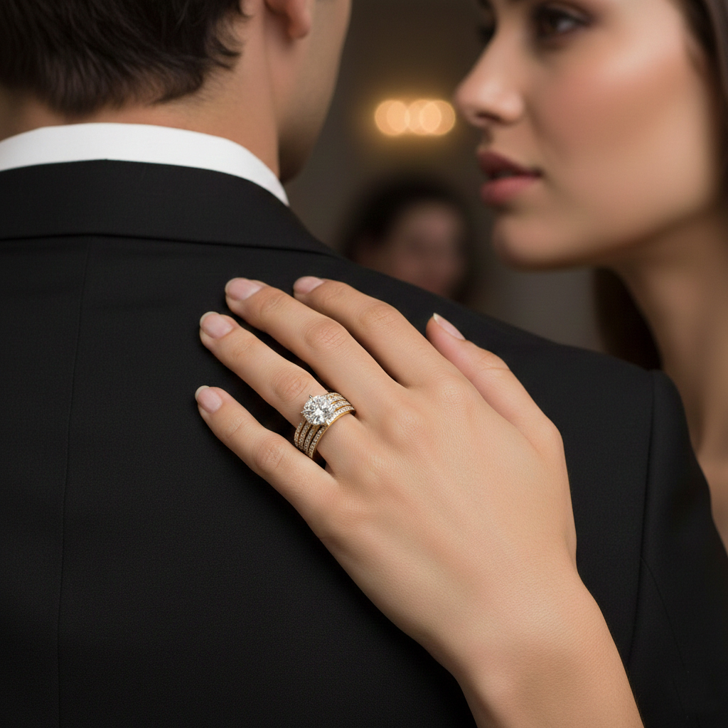 טבעת זהב משובצת יהלומי מעבדה