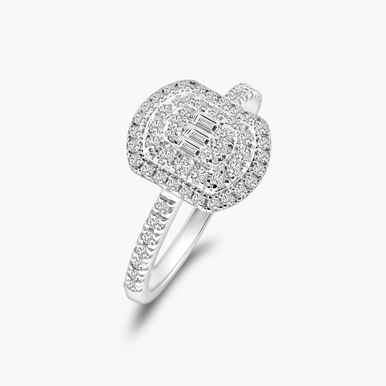 טבעת יהלומים יוקרתית בעיצוב מלבני