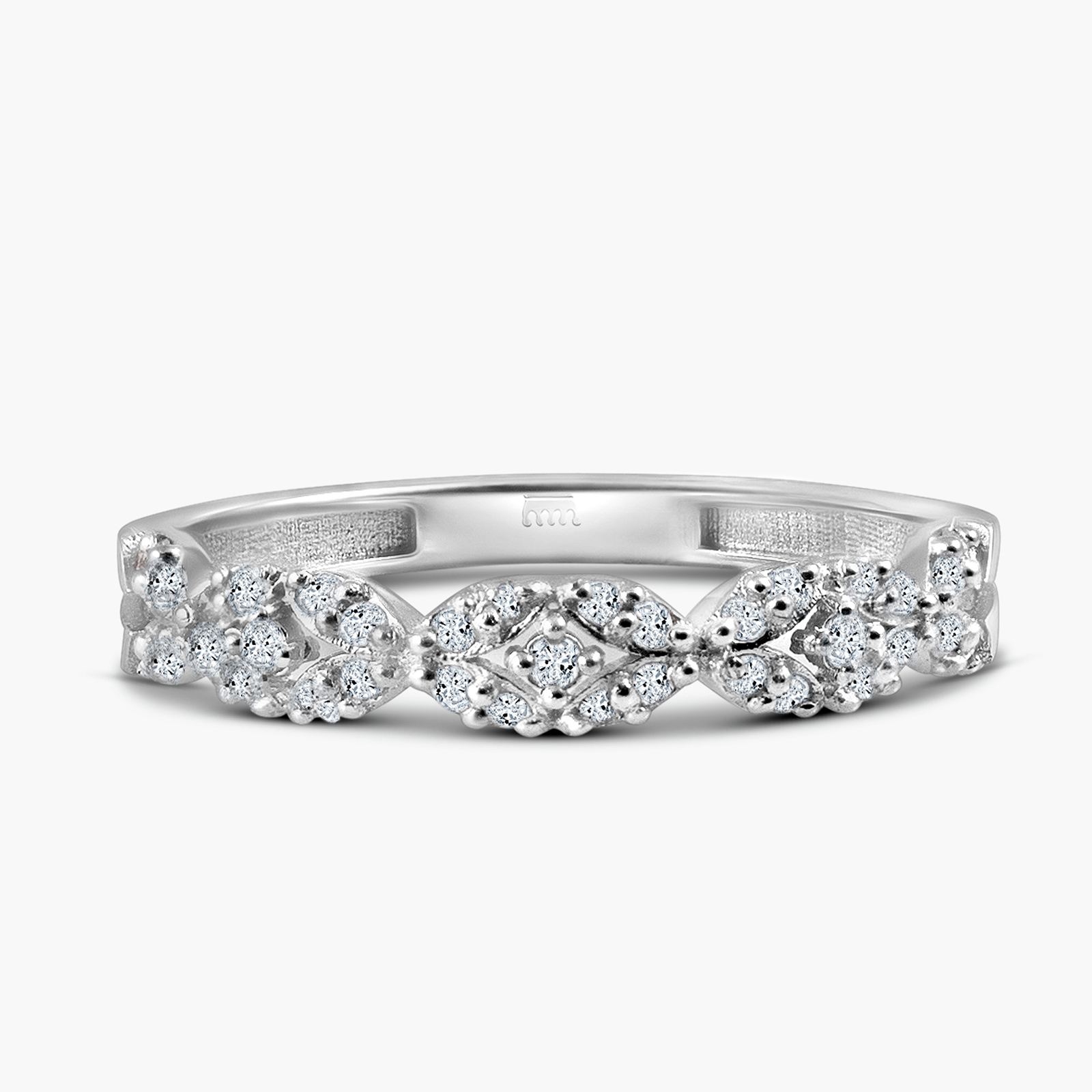 טבעת זהב 14K משובצת יהלומים בעיצוב שזור