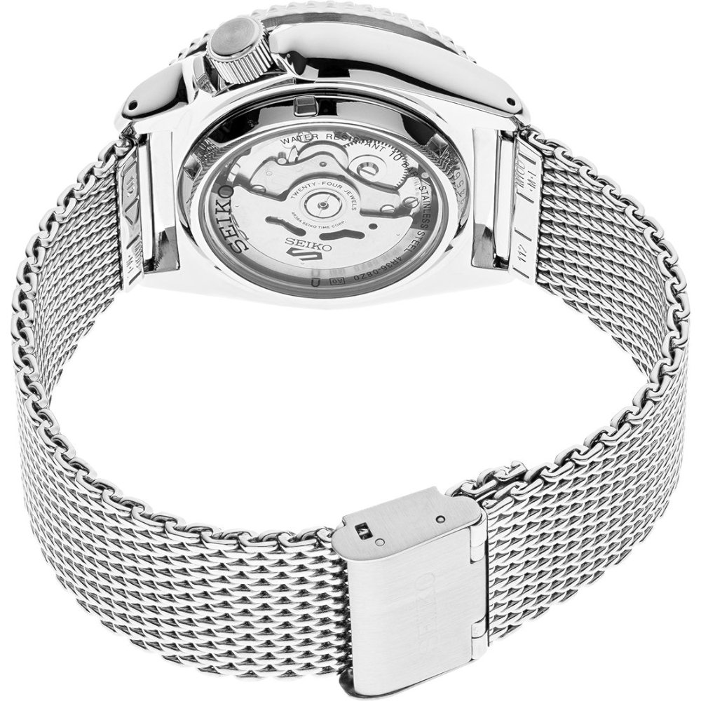 שעון SEIKO SPORT 5 עם צמיד מתכת MESH ולוח קרם