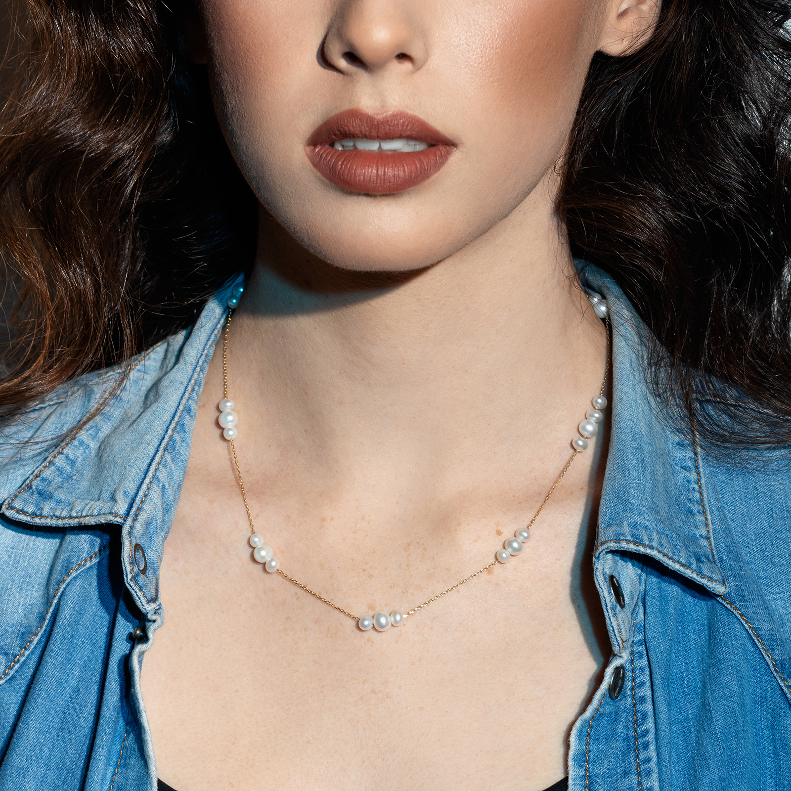 שרשרת זהב עם פנינים