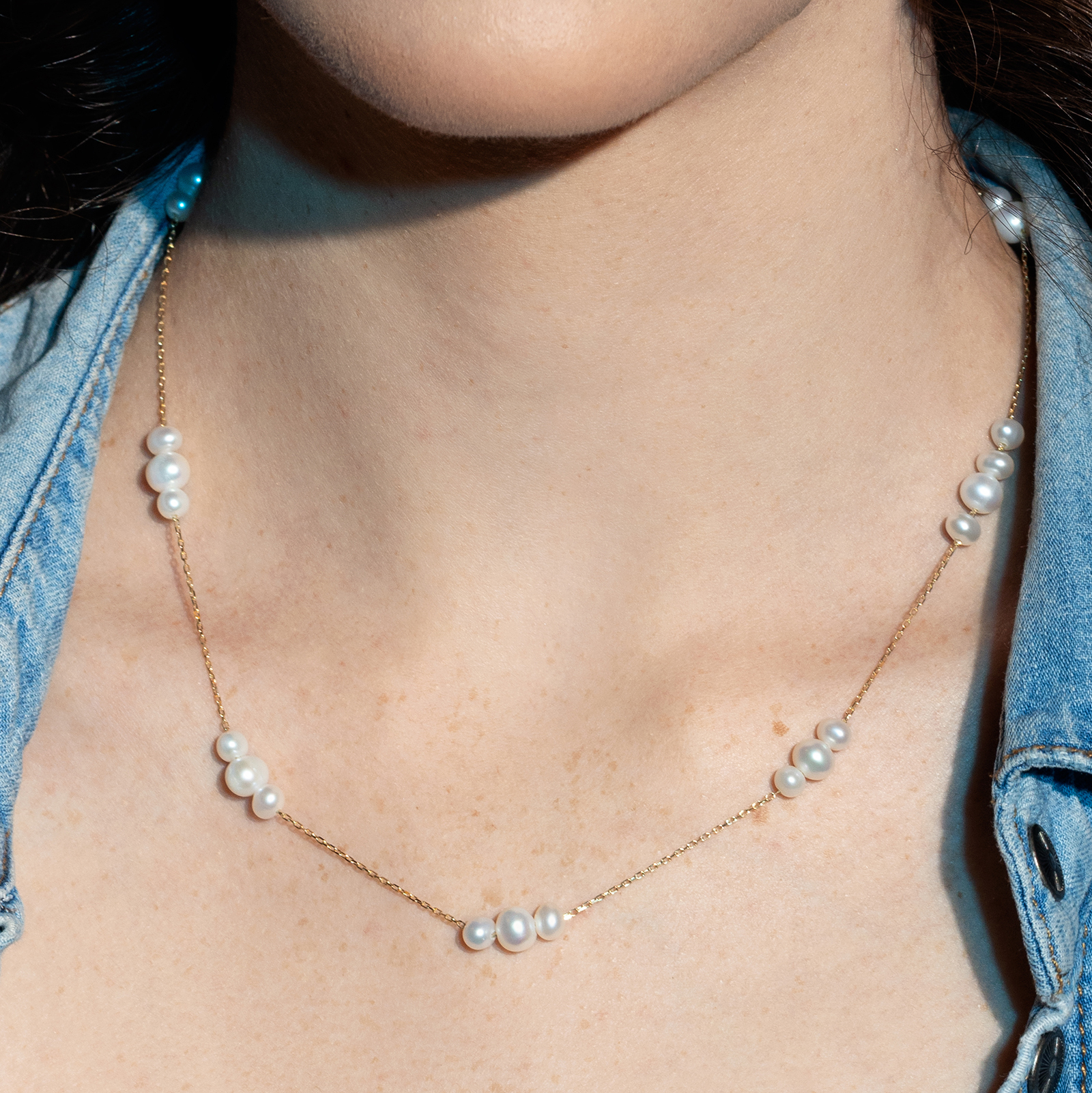 שרשרת זהב עם פנינים