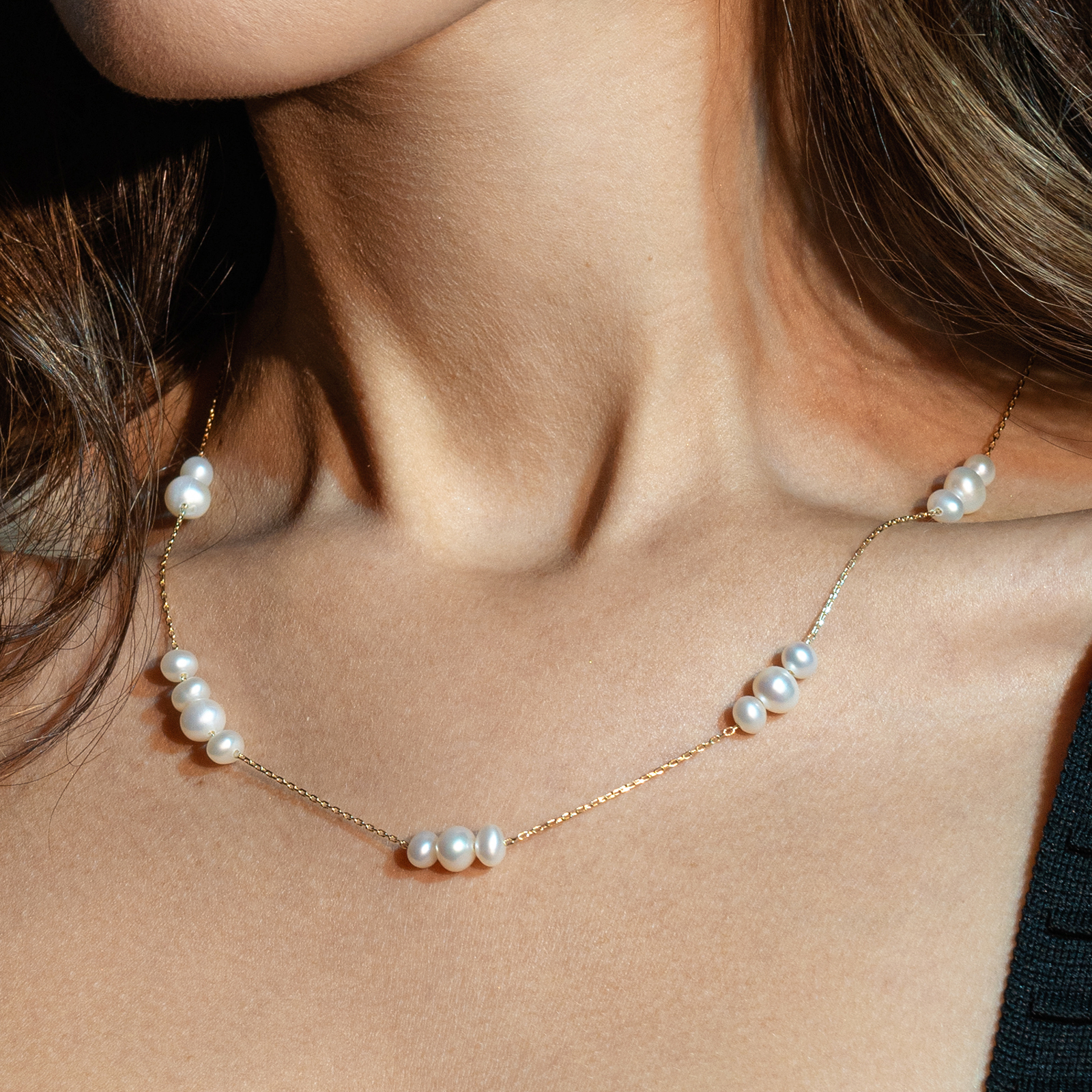 שרשרת זהב עם פנינים