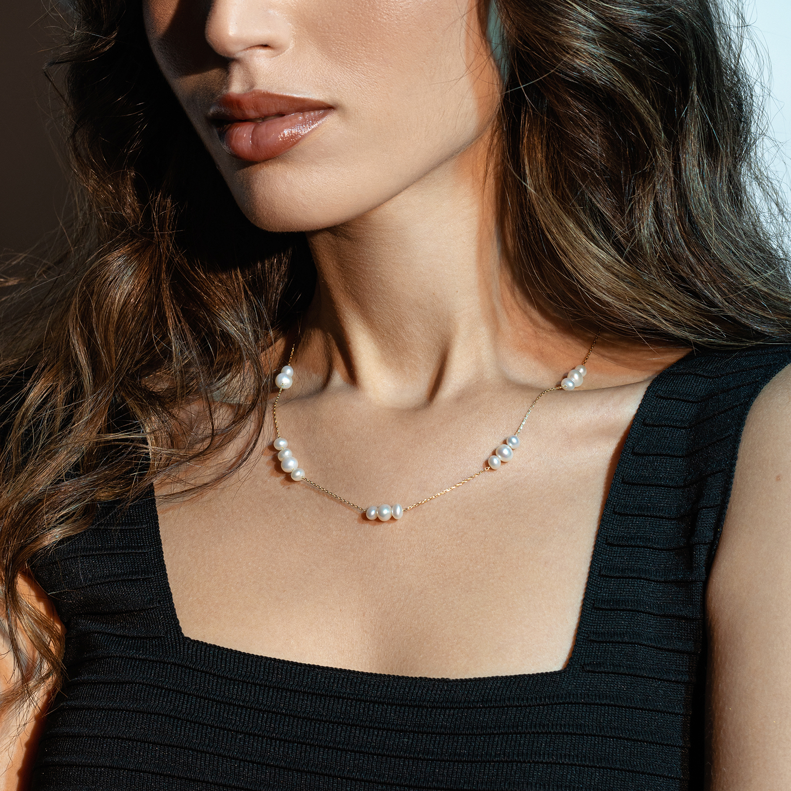 שרשרת זהב עם פנינים