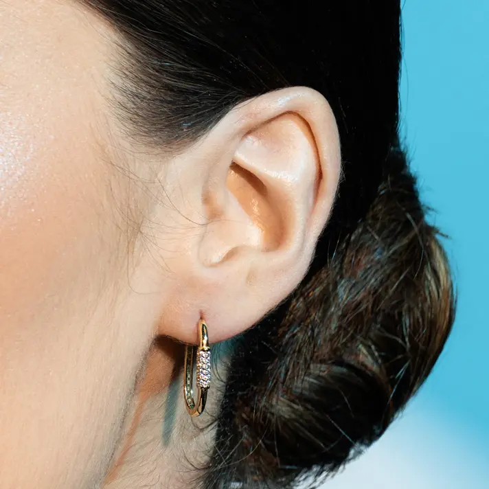 עגילי זהב Stefanie משובצים זרקונים